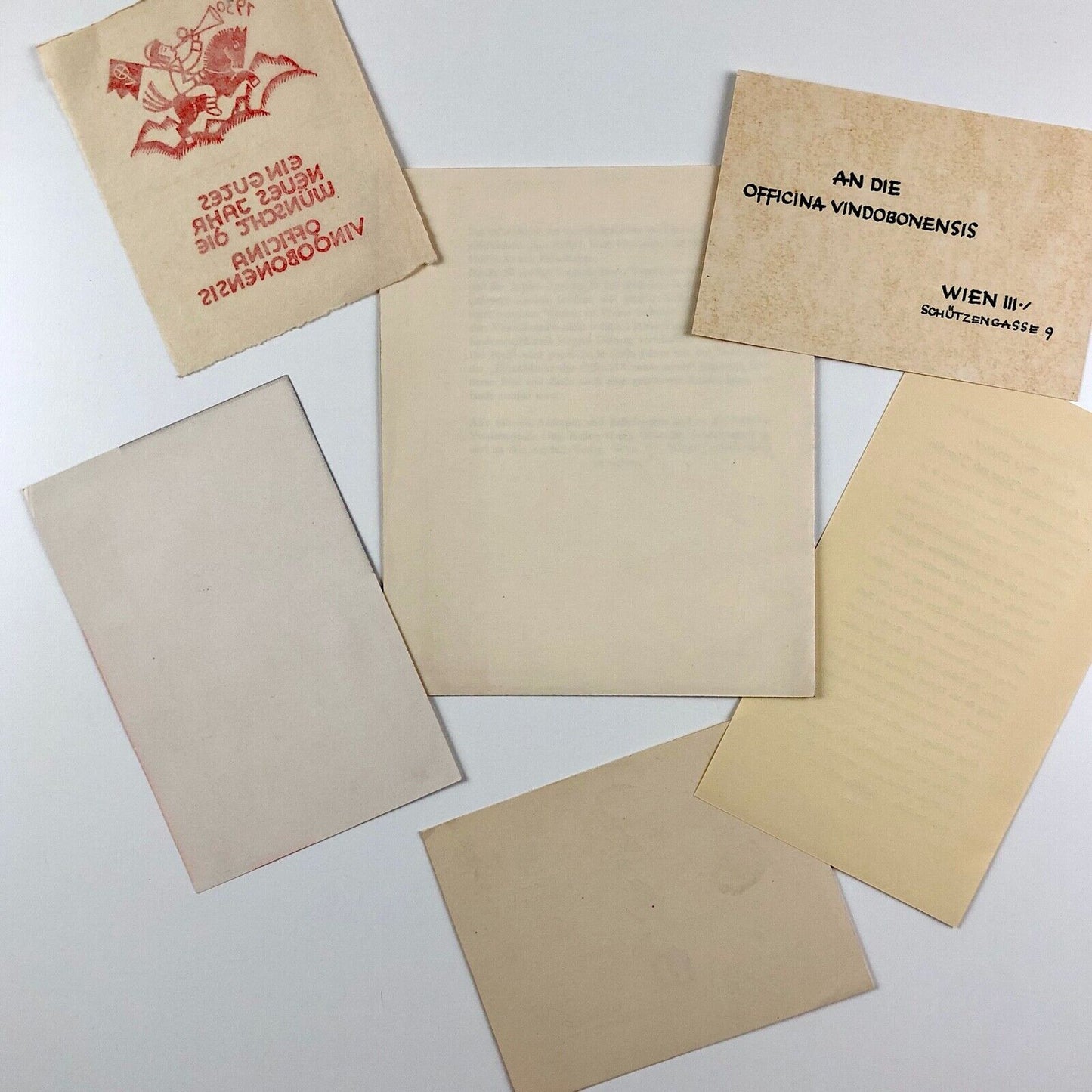 Six items of ephemera relating to Die Officina Vindobonensis | Robert Haas 1930s?