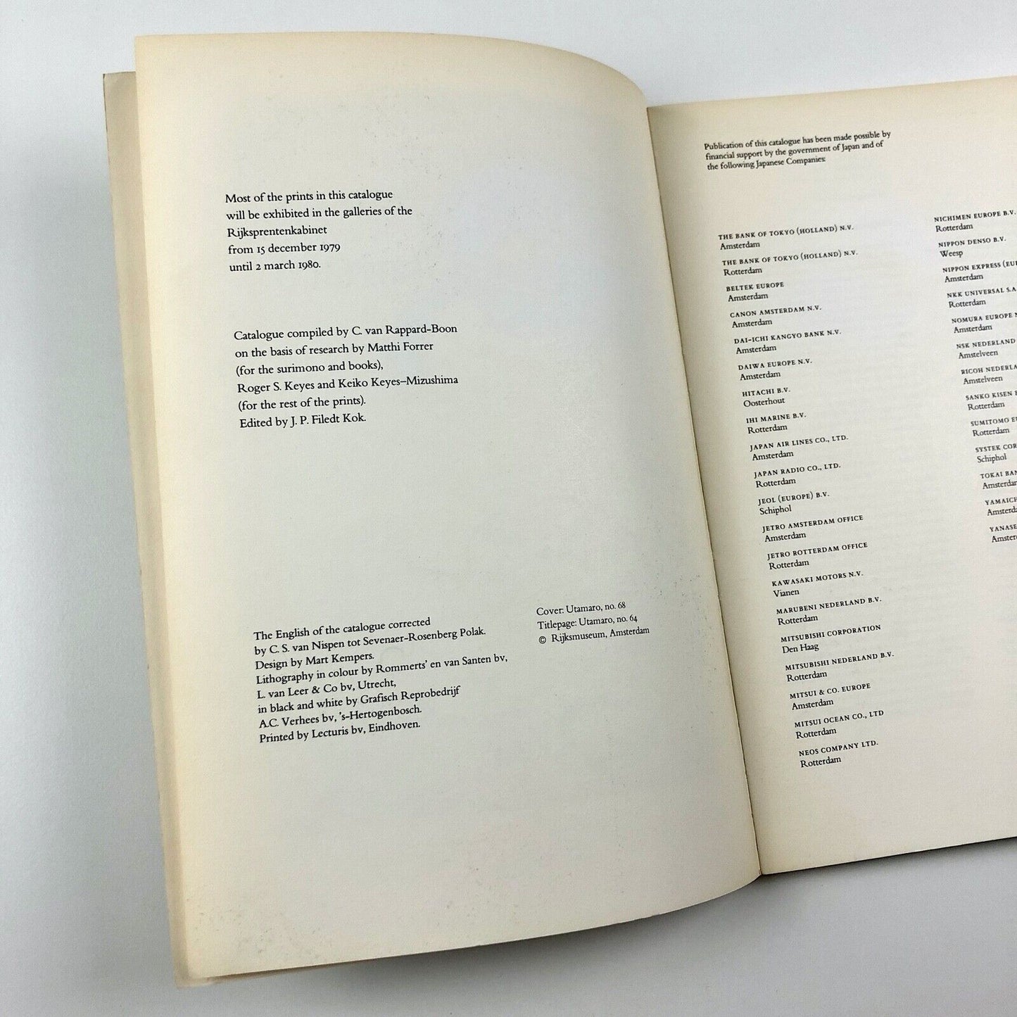 Catalogue of the Collection of Japanese Prints Part II | The age of Utamaro | Rijkprentenkabinet, 1979-1980