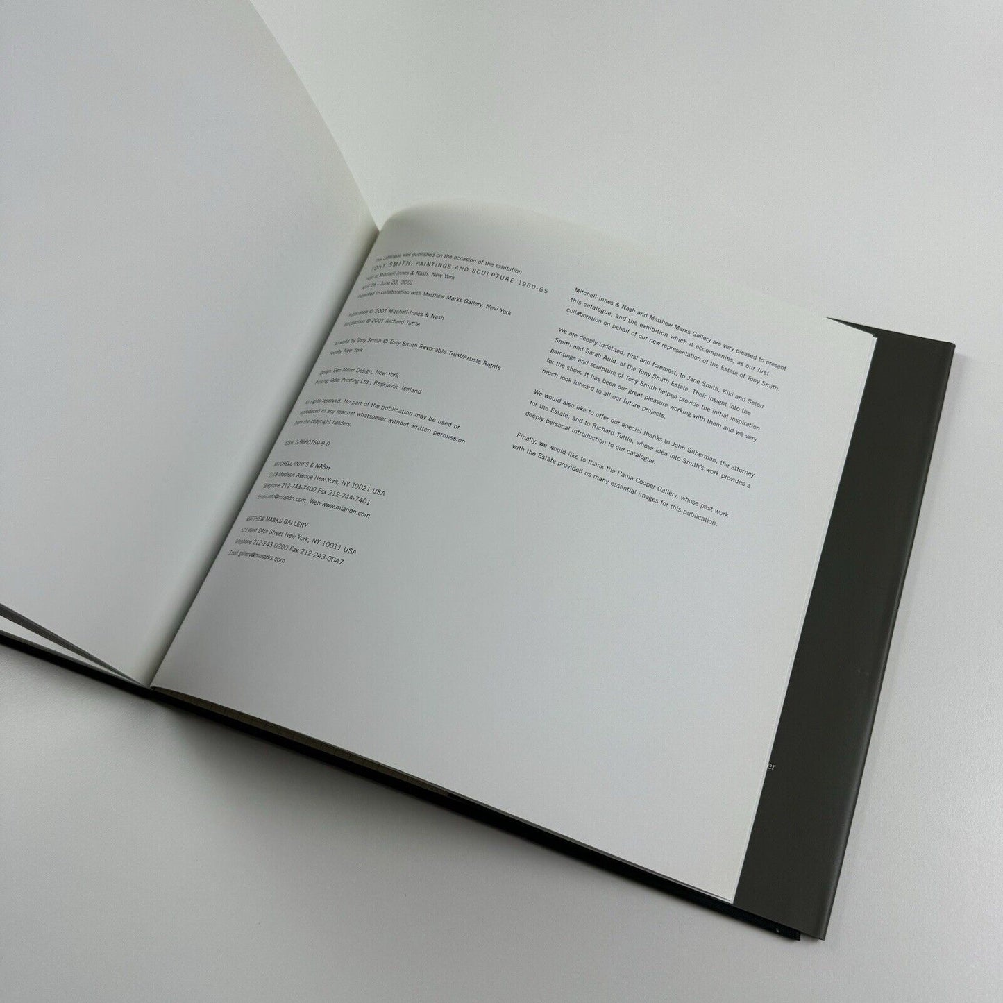 Tony Smith. Paintings and Sculpture 1960-65 | Exhibition catalogue | Mitchell-Inness & Nash New York, 2001