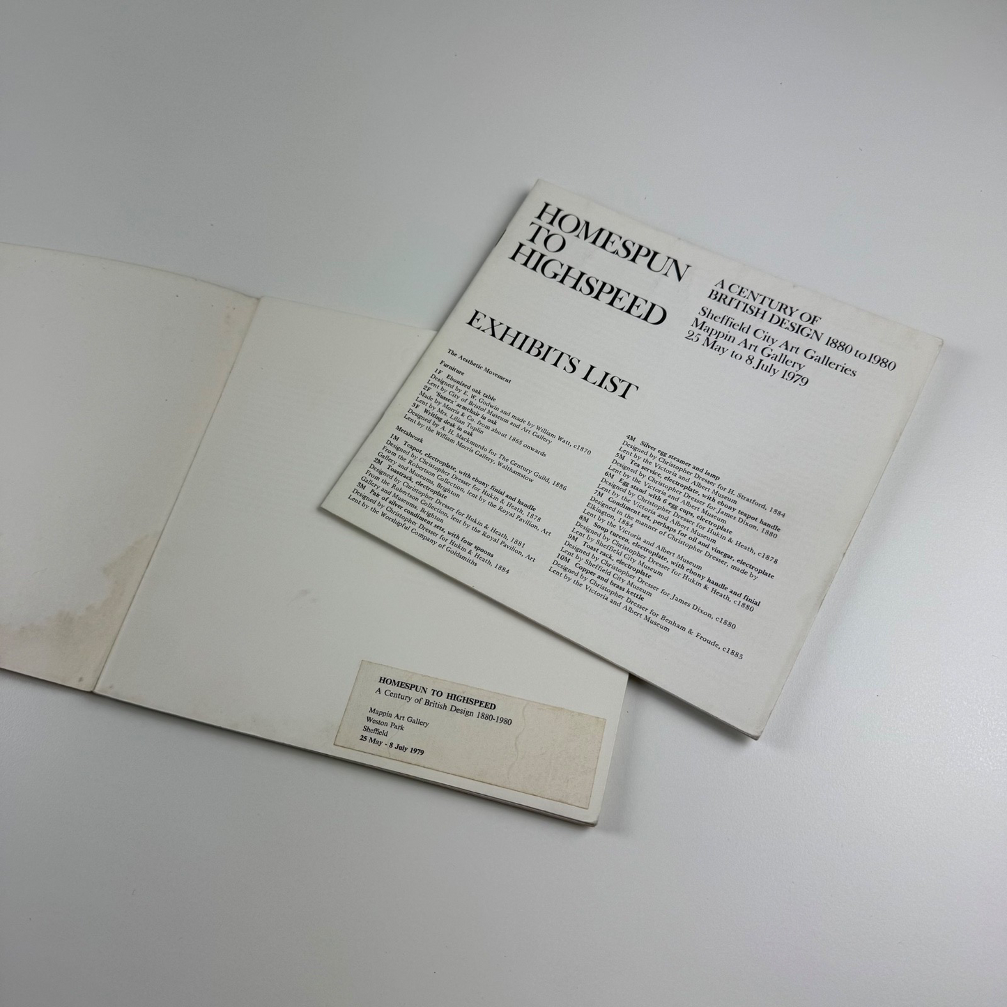 Homespun to Highspeed. A century of British design 1880 to 1980 exhibits list