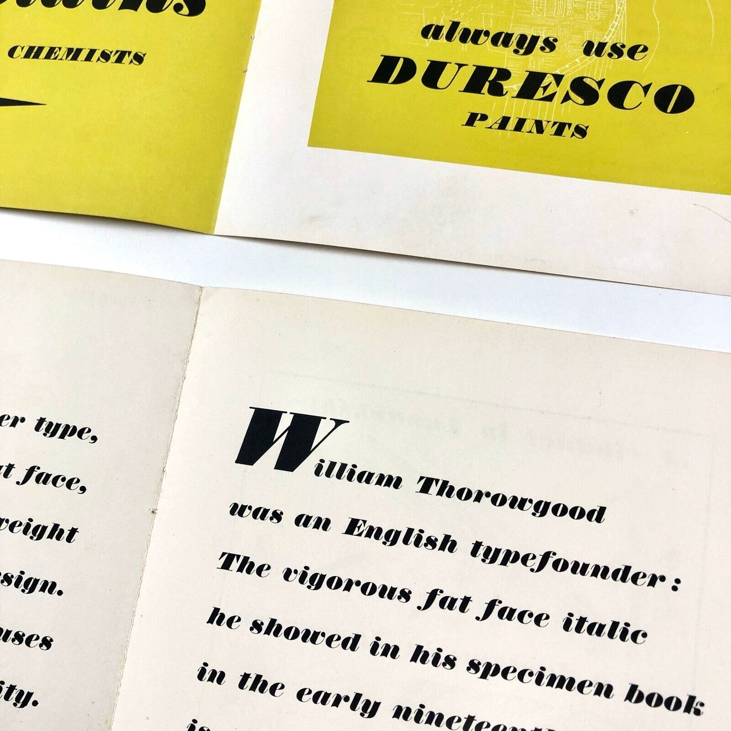 William Thorowgood type specimen leaflets x 2 | Stephenson Blake / Caslon 1950s?