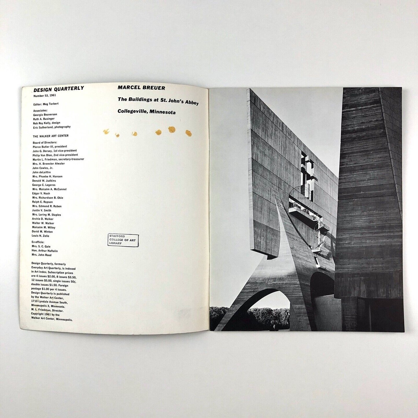 Design Quarterly Number 53, 1961 | Marcel Breuer, The Buildings at St. John’s Abbey