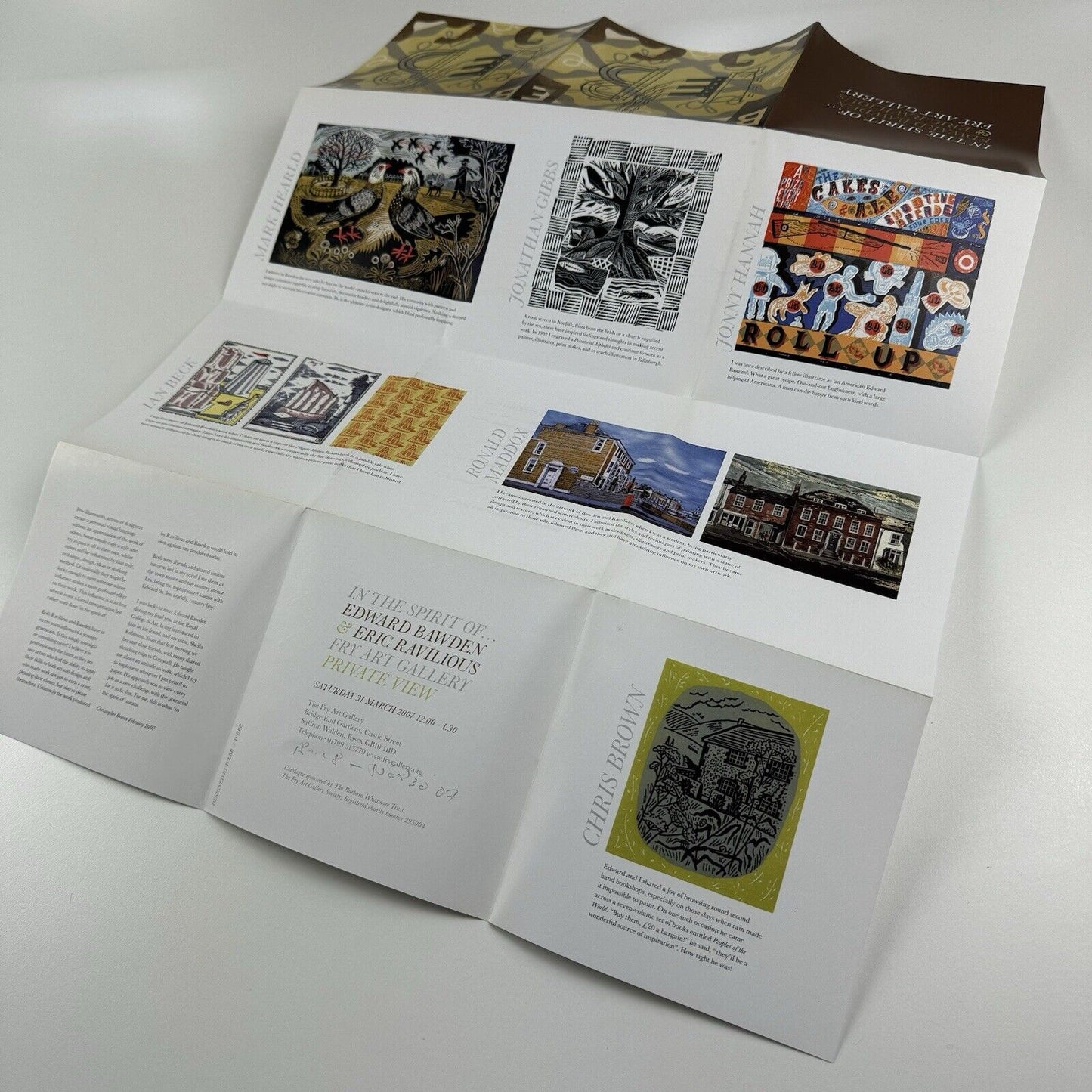 Private view invite Eric Bawden Eric Ravilious | Fry Art Gallery, Webb & Webb 2007