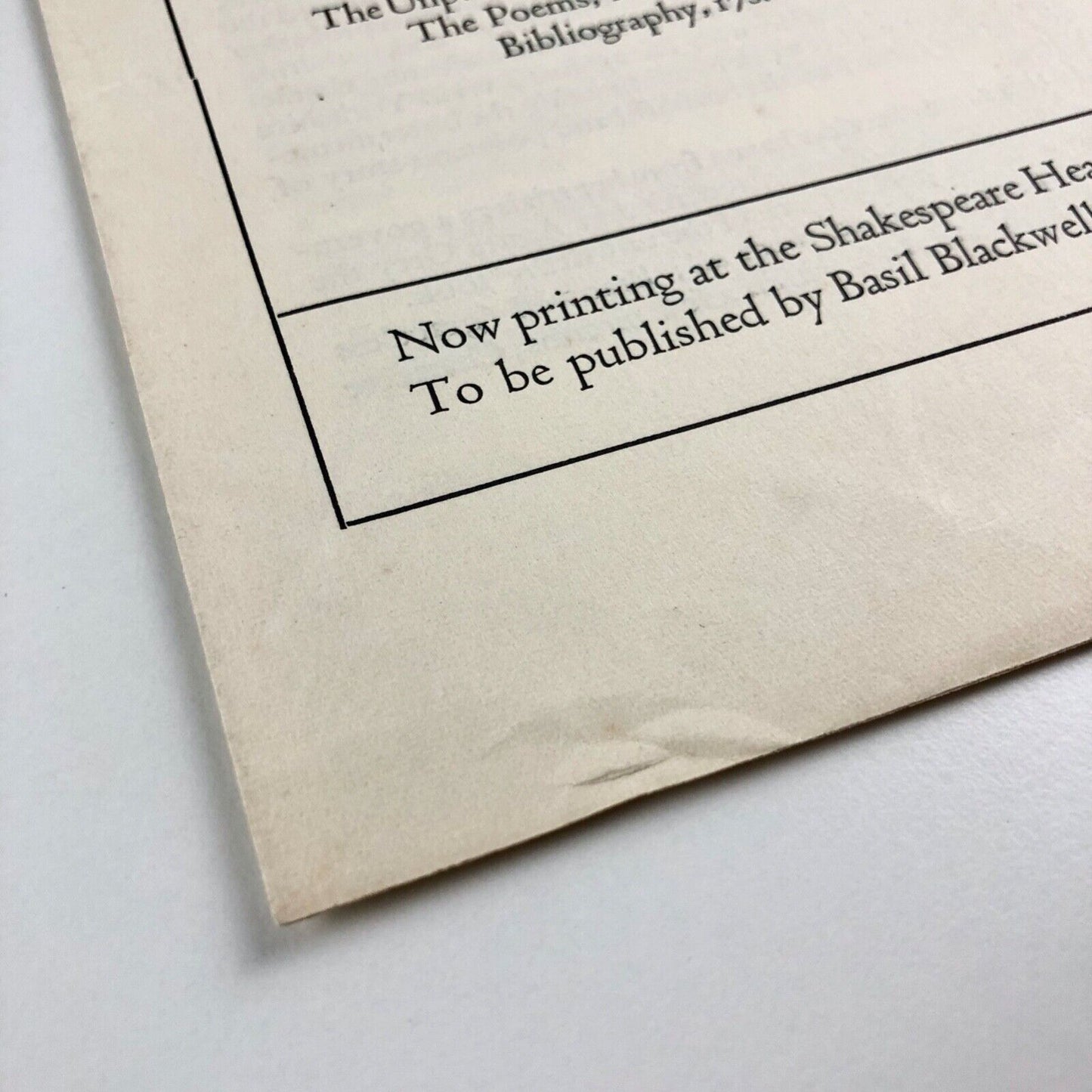 Promotional leaflet/prospectus for The Shakespeare Head – Brontë | Basil Blackwell, c.1931