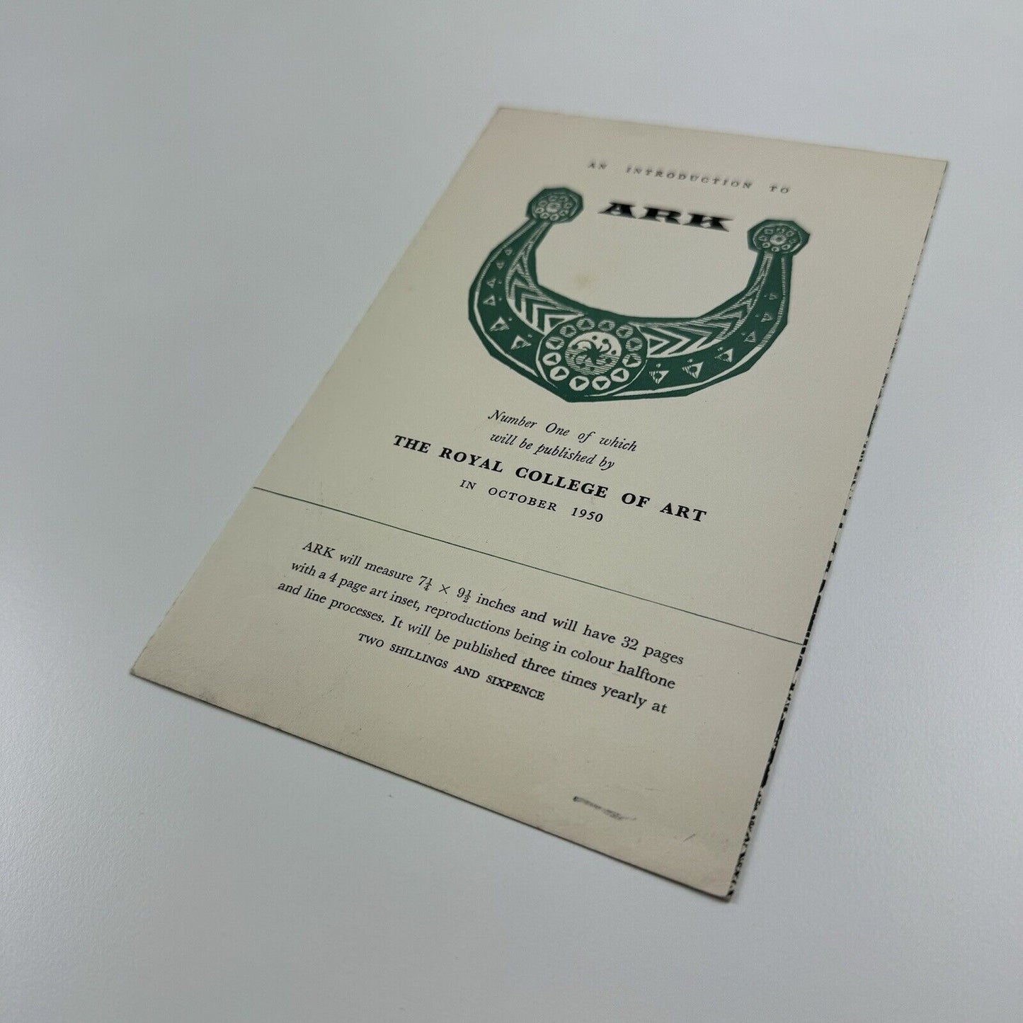 Promotional leaflet for ARK journal – Royal College of Art | October 1950
