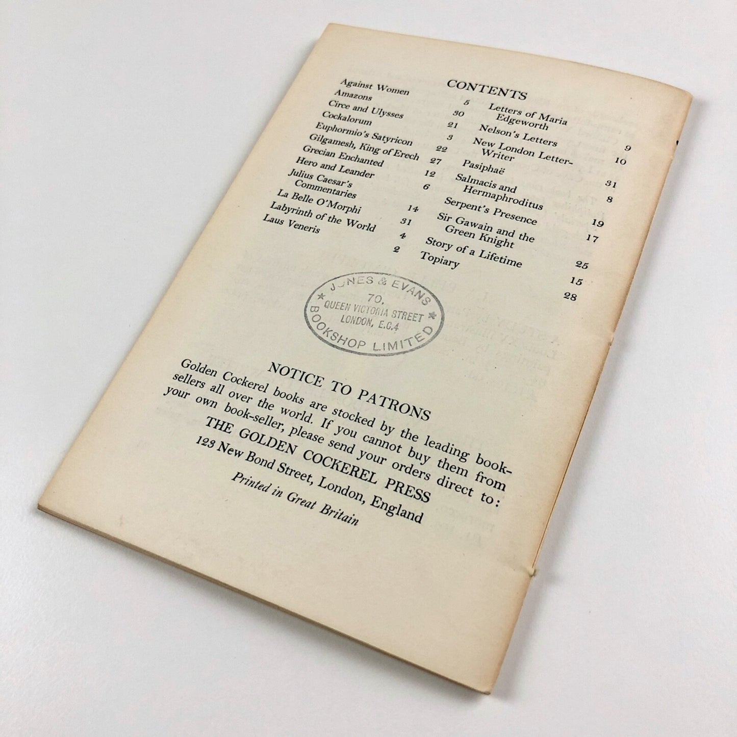 A Thing of Beauty is a Joy Forever Golden Cockerel Press stock list c.1955