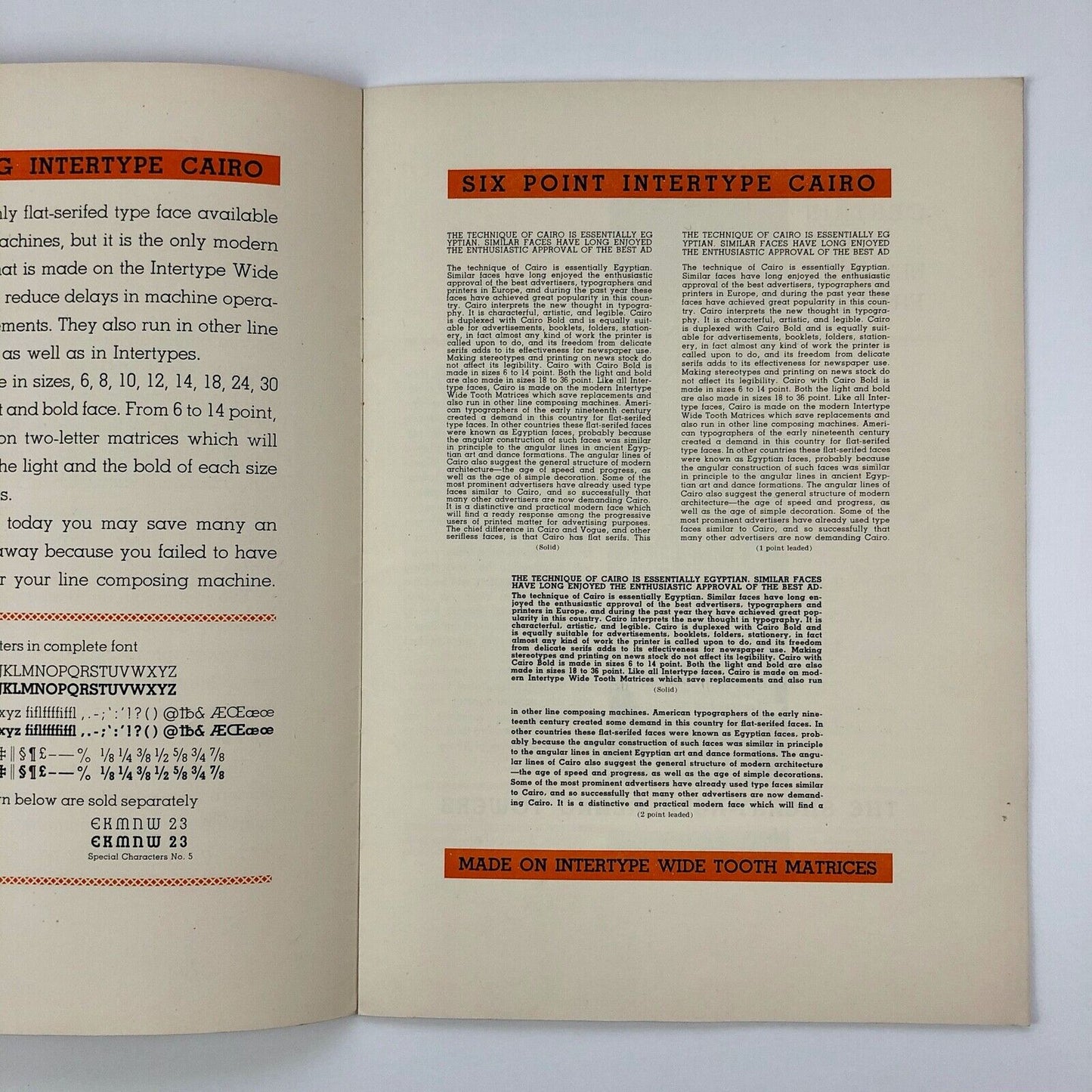 Cairo type specimen | Intertype Corporation Brooklyn New York 1933?