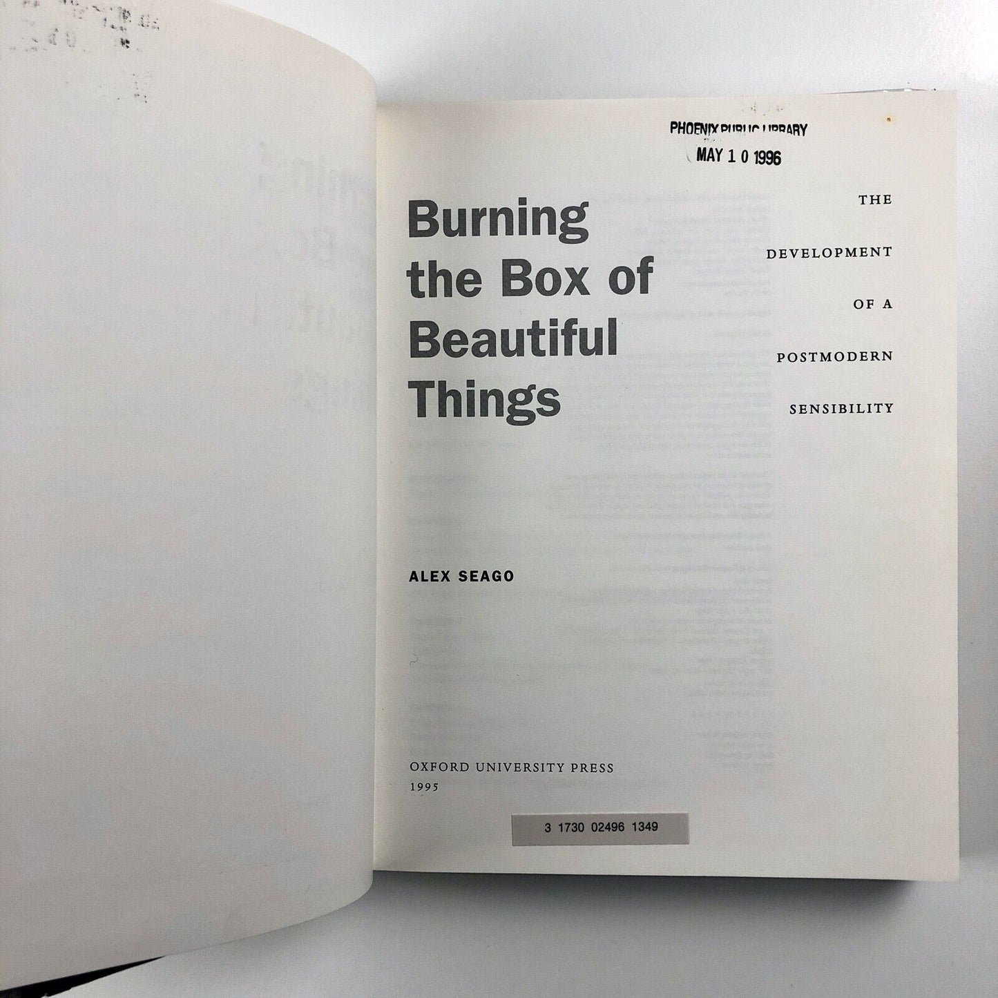 Burning the Box of Beautiful Things by Alex Seago | Oxford University Press 1995
