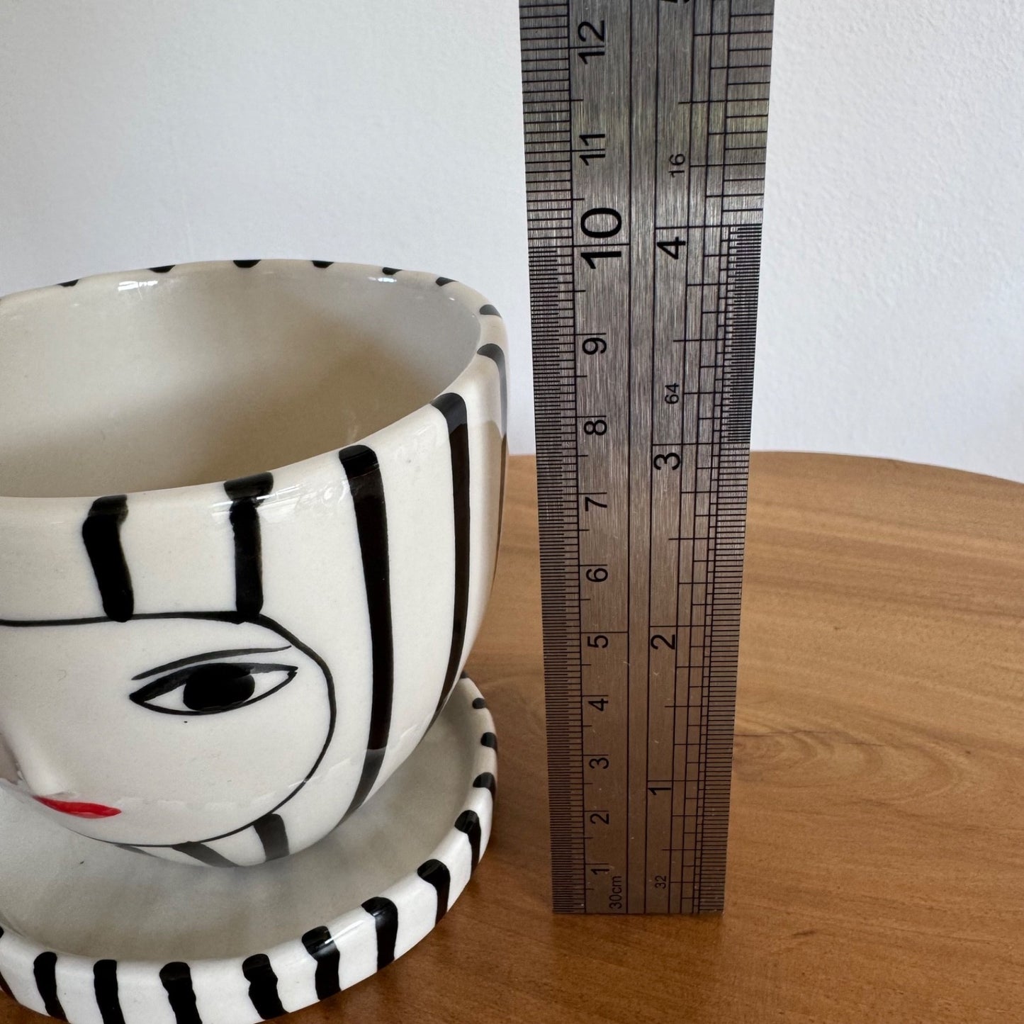 Kinska – studio ceramic small female face planter and saucer