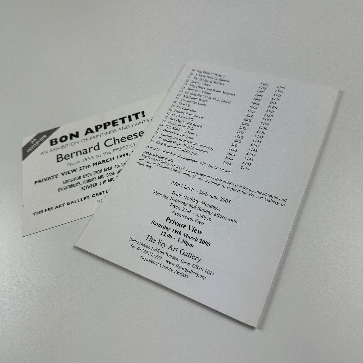 Bernard Cheese Printmaker / Bon Appetit! | Fry Art Gallery ephemera 1999 and 2005