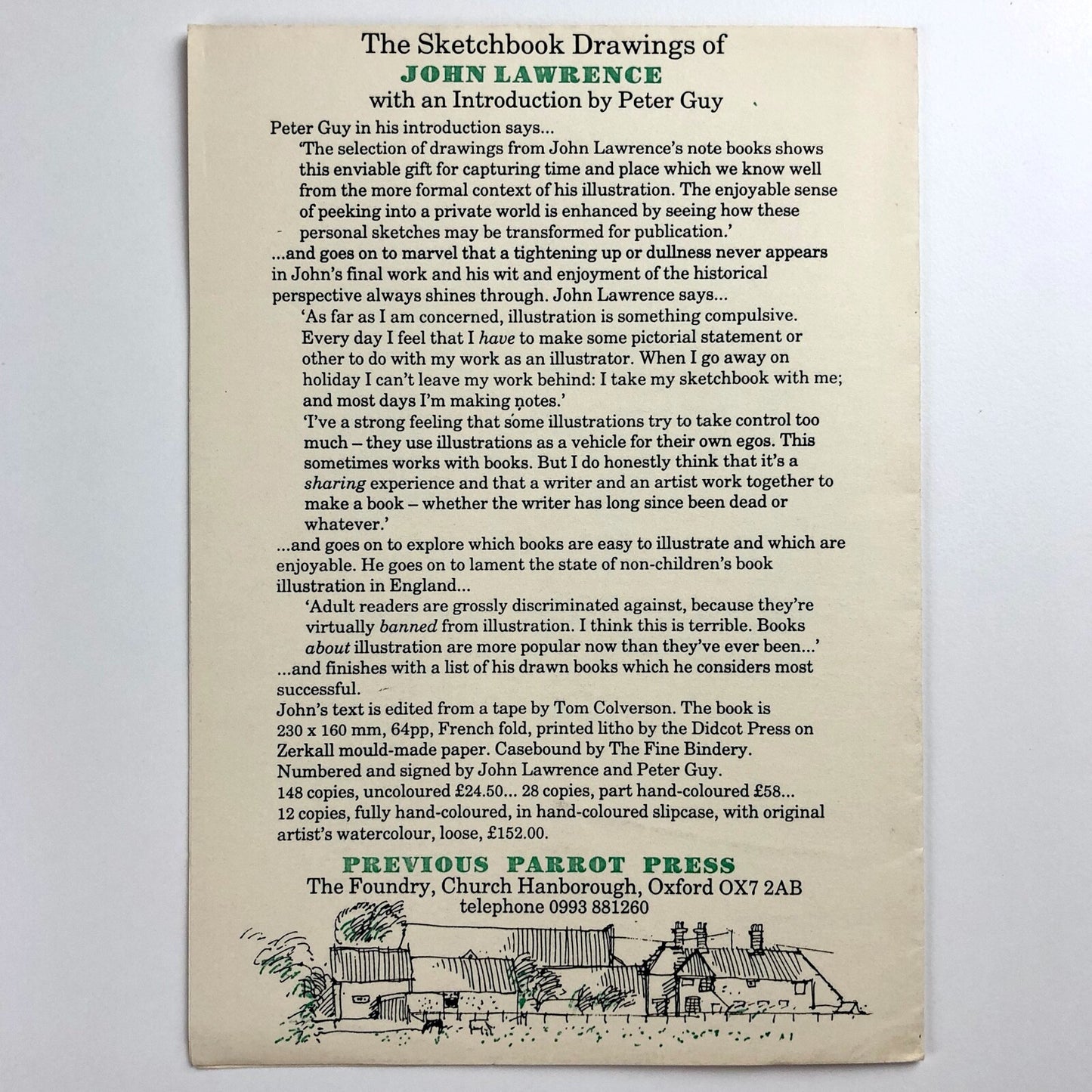 Leaflet to promote: Sketchbook Drawings by John Lawrence | Cover Cranks Restaurant