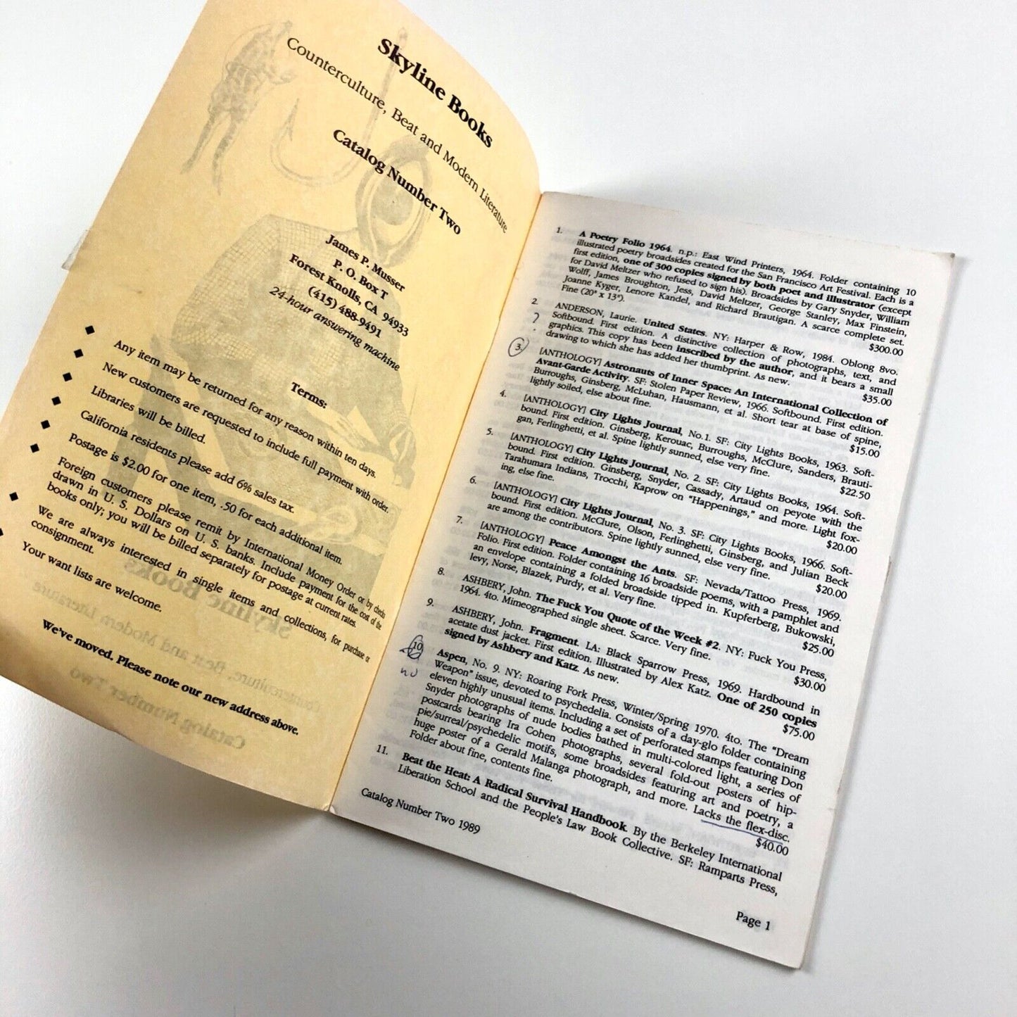 Skyline Books, Forest Knolls, California, Catalog No Two | Counterculture, Beat and Modern Literature, 1989