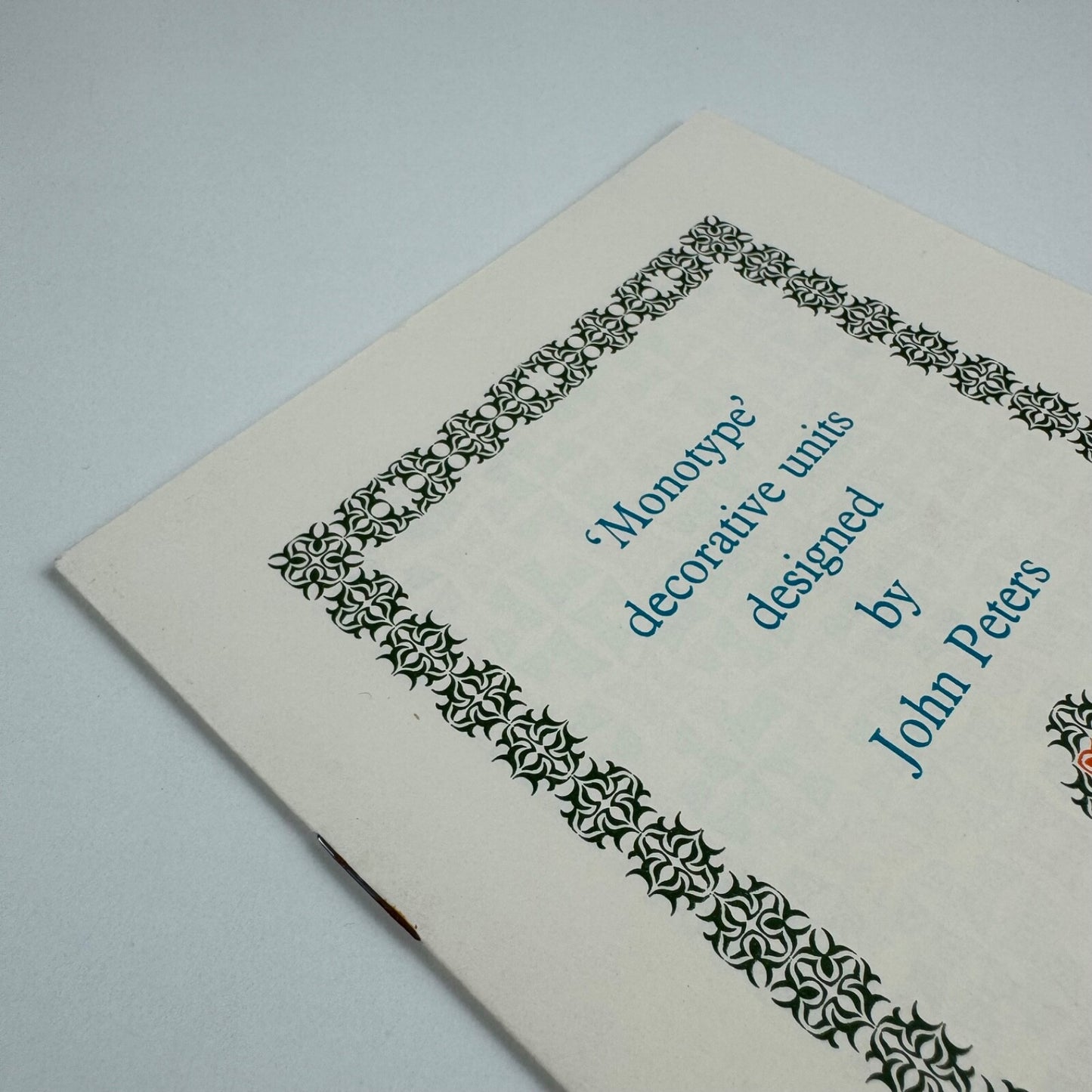 Leaflet for Monotype Decorative Units Designed by John Peters. Leeds College of Technology Department of Printing, 1964