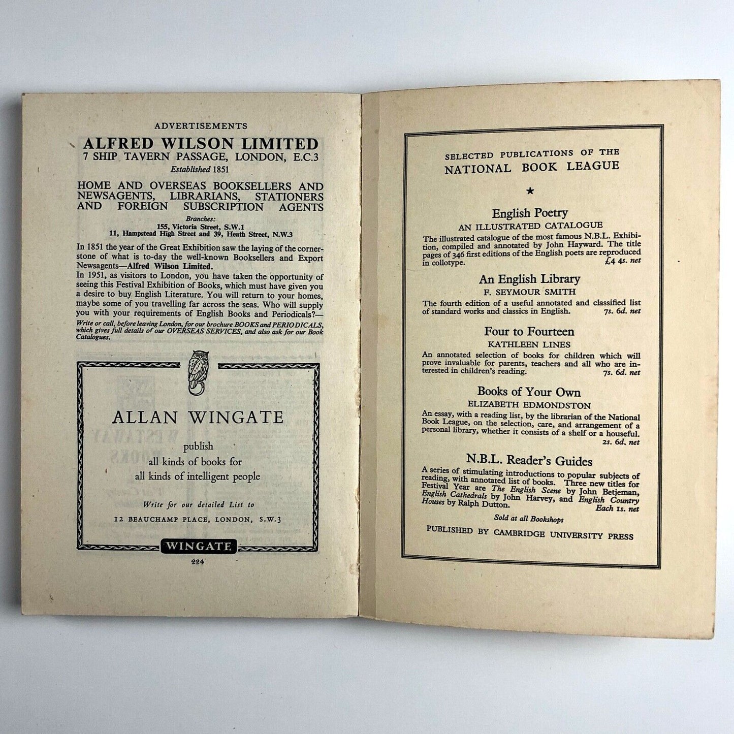 Festival of Britain – Exhibition of Books catalogue | V&A, 1951