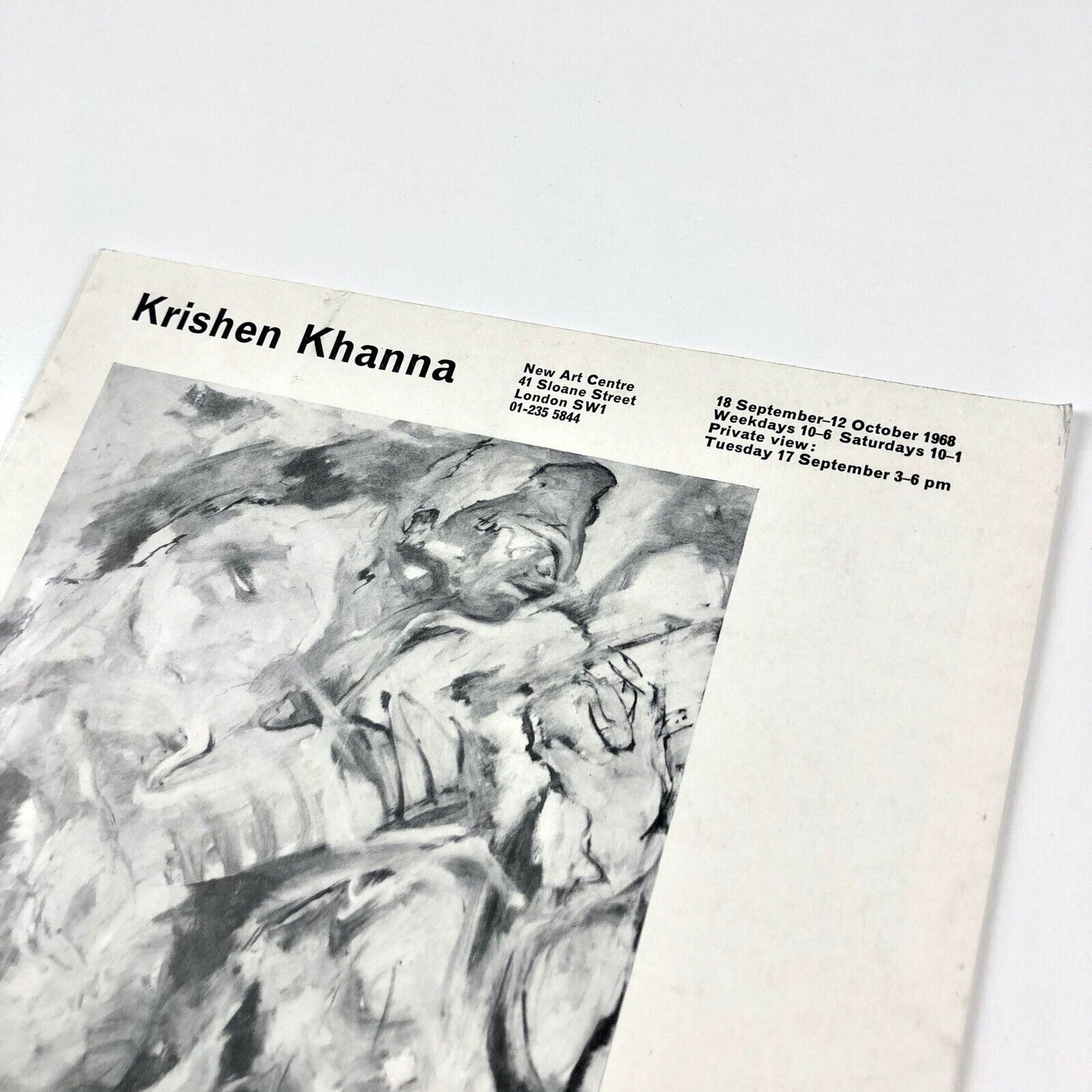 Krishen Khanna exhibition leaflet/folding card | New Art Centre London, 1968