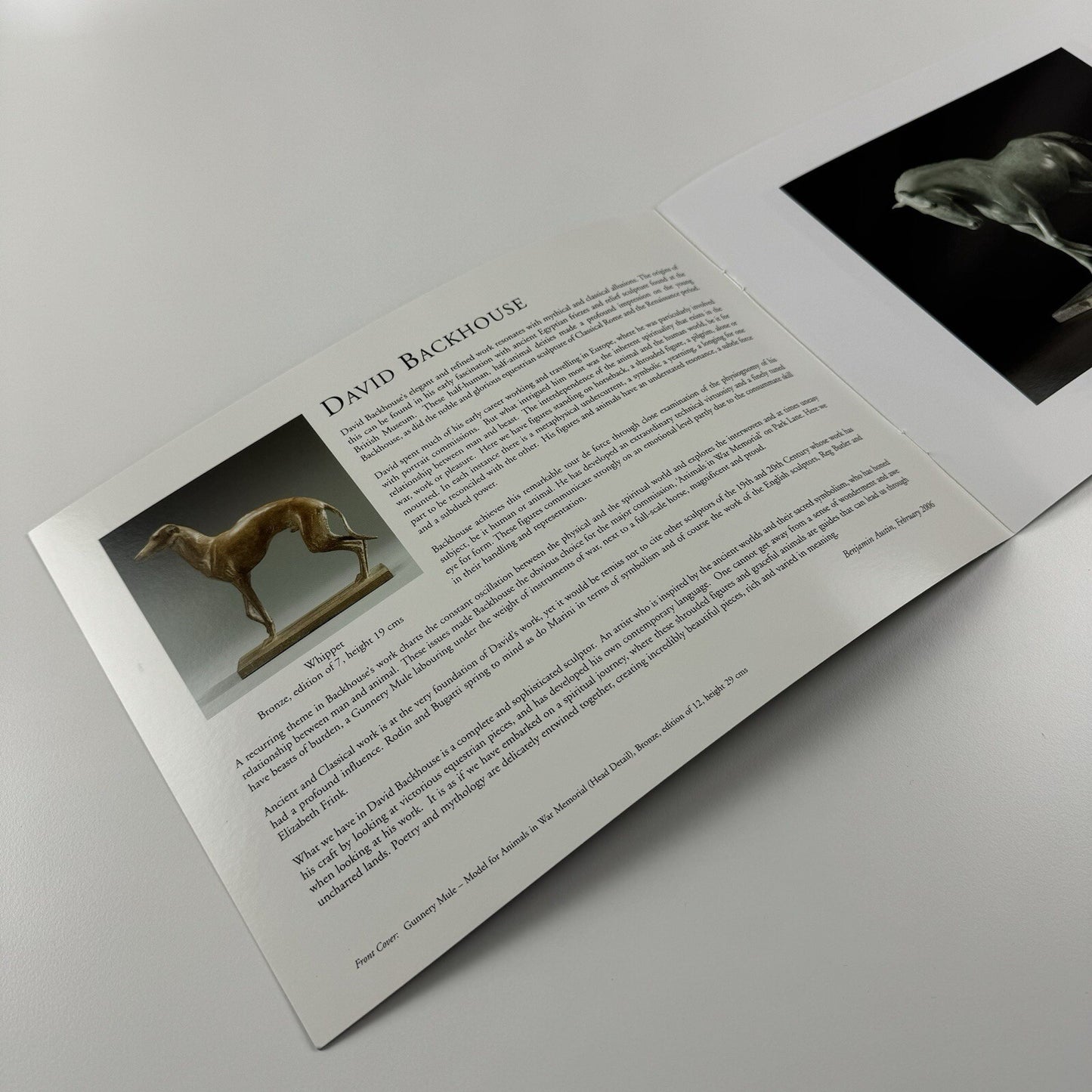 David Backhouse sculpture | The Catto Gallery catalogue booklet, 2006