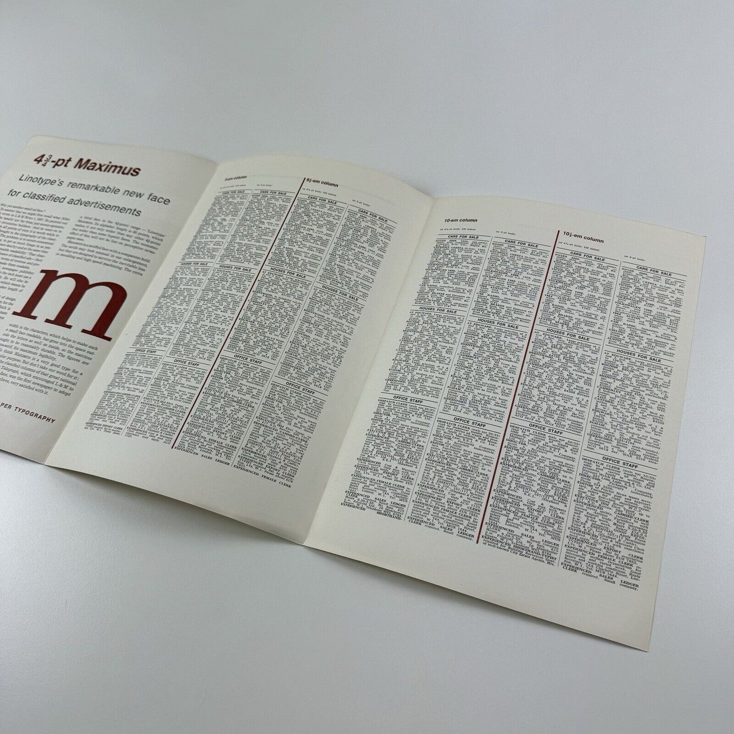 Type specimen sheet – Linotype Maximus newpaper type | Undated leaflet