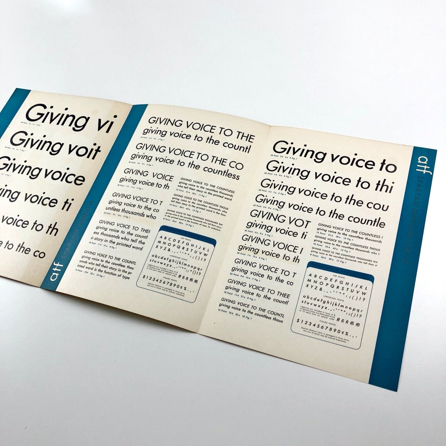 Spartan Medium and Medium Italic type specimen leaflet | American Type Founders, undated