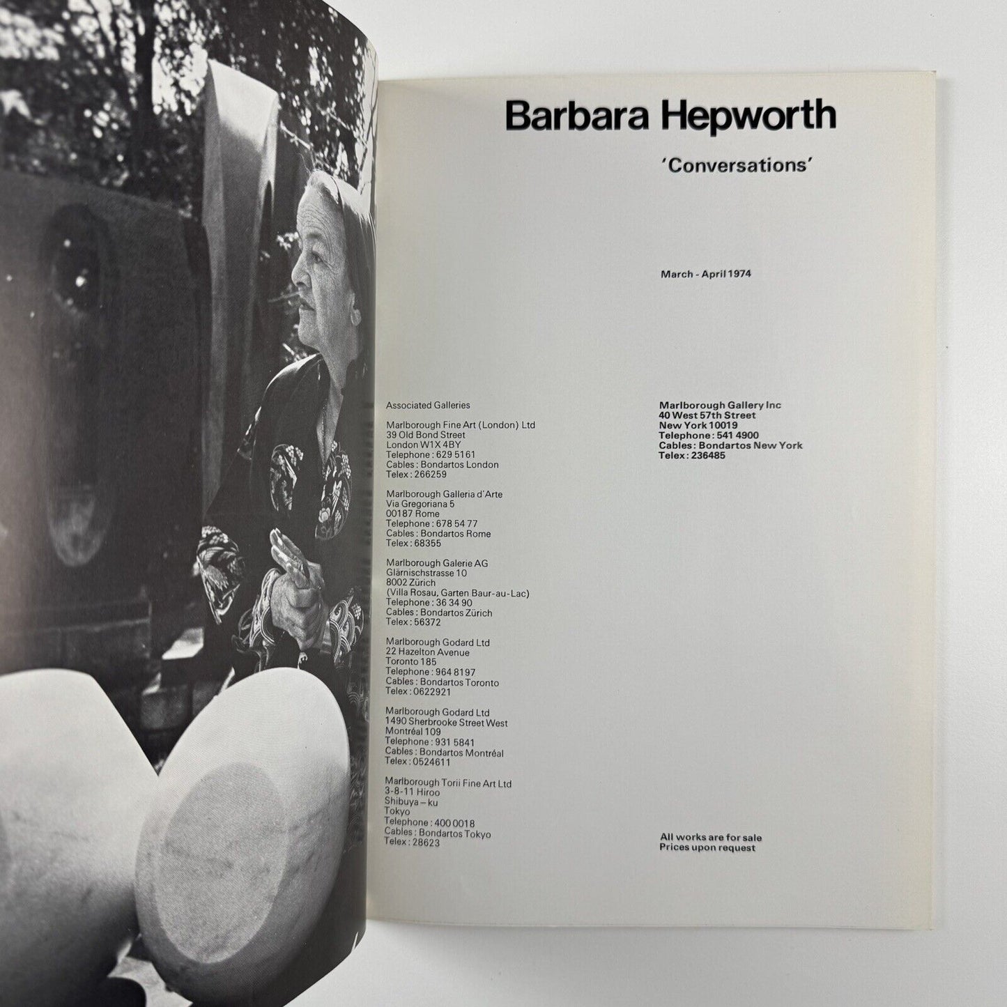 Barbara Hepworth. Conversations | Marlborough New York, 1974 | catalogue design by Gordon House