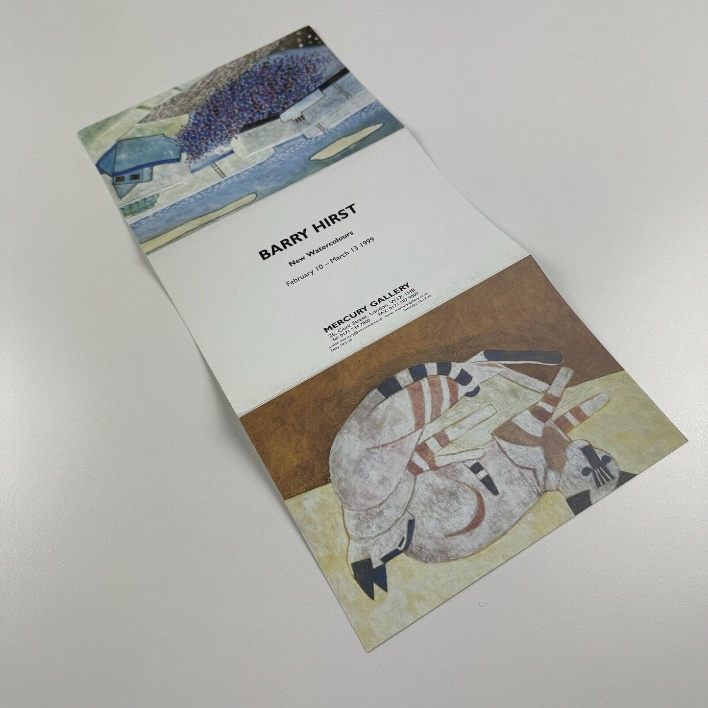 Barry Hirst. New Watercolours – folded card | Mercury Gallery London, 1999