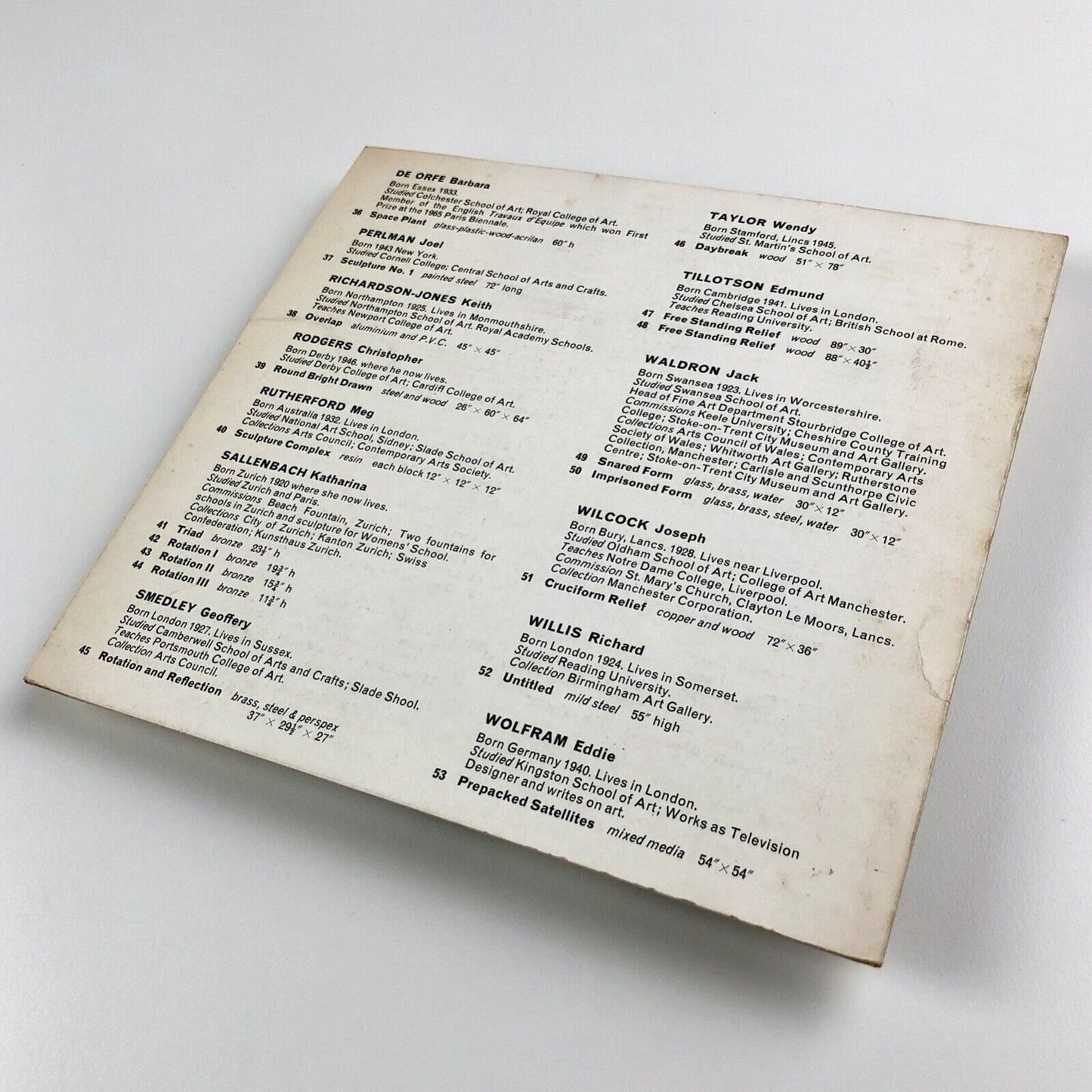 Folding card Experiment in Form Grosvenor Gallery, 1966