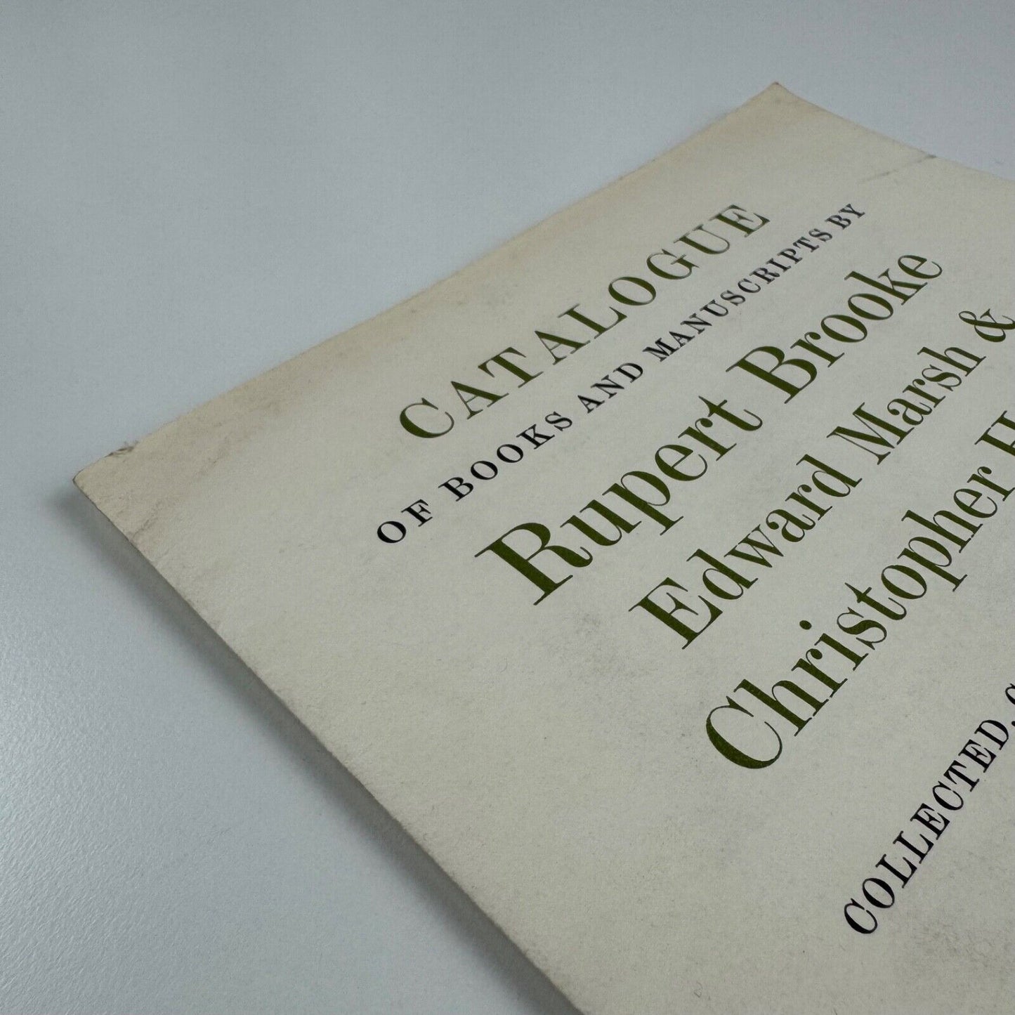 Prospectus for Catalogue of Books and Manuscripts by Rupert Brooke Edward Marsh & Christopher Hassall. Collected, compiled and annotated by John Schroder with a frontispiece by Joan Hassall | Rampant Lions Press, undated presumably c.1970
