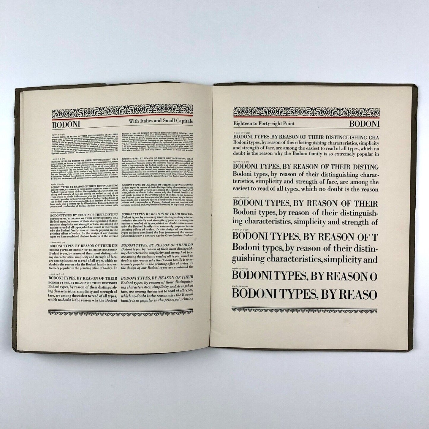 Linotype Bodoni Series and Parma Ornaments | Type specimen booklet 1920/30s?