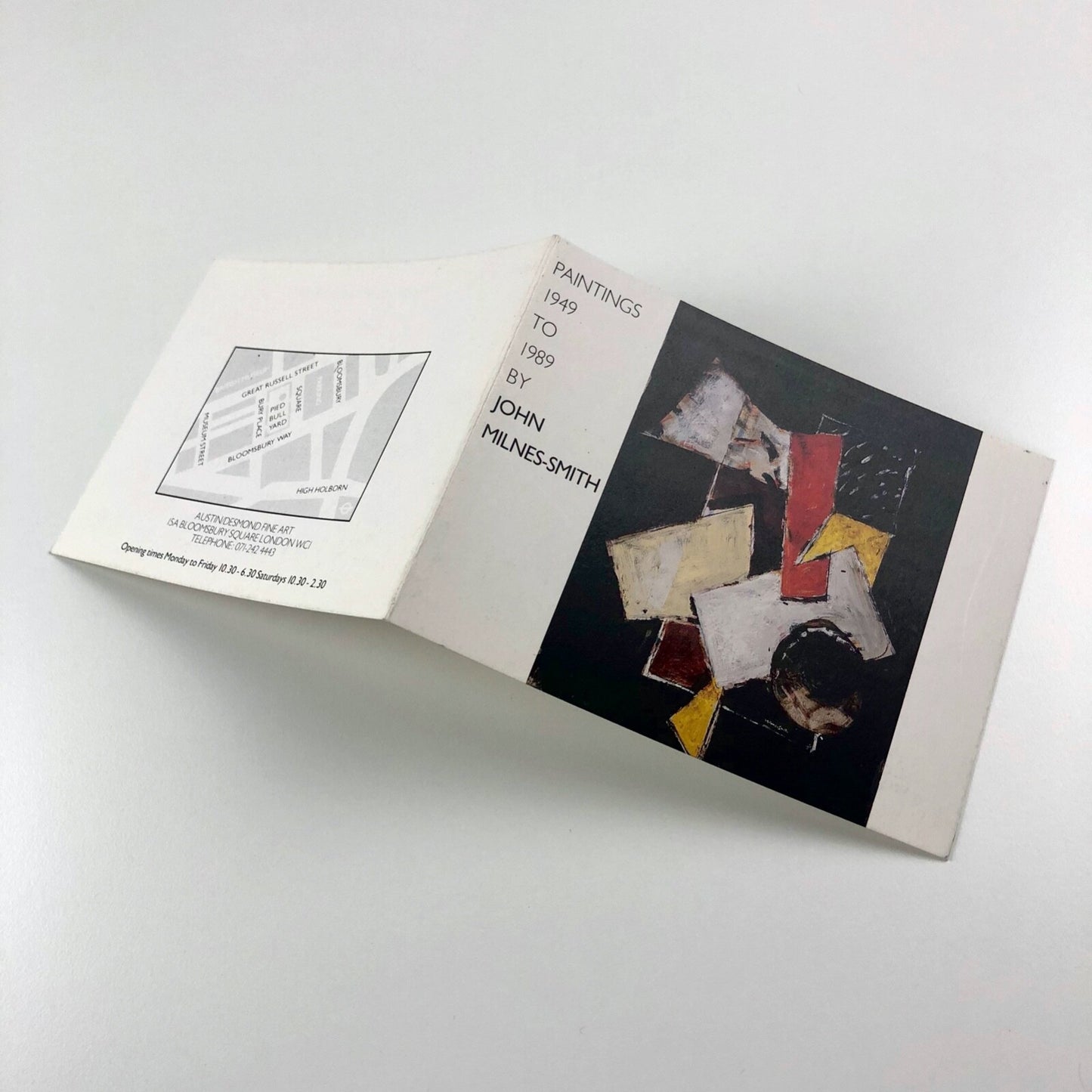 Paintings – 1949 to 1989 by John Milnes-Smith | Austin/Desmond private view invitation | Folded card, 1990