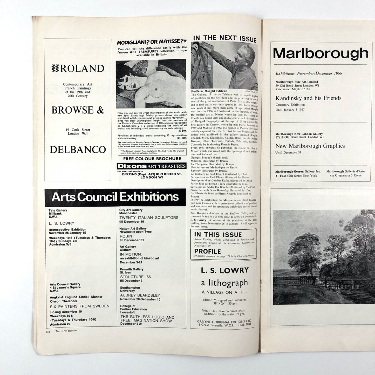 Arts Review 26 Nov 1966, Vol XVIII, No. 23 | Brian Robins Kinetics front cover