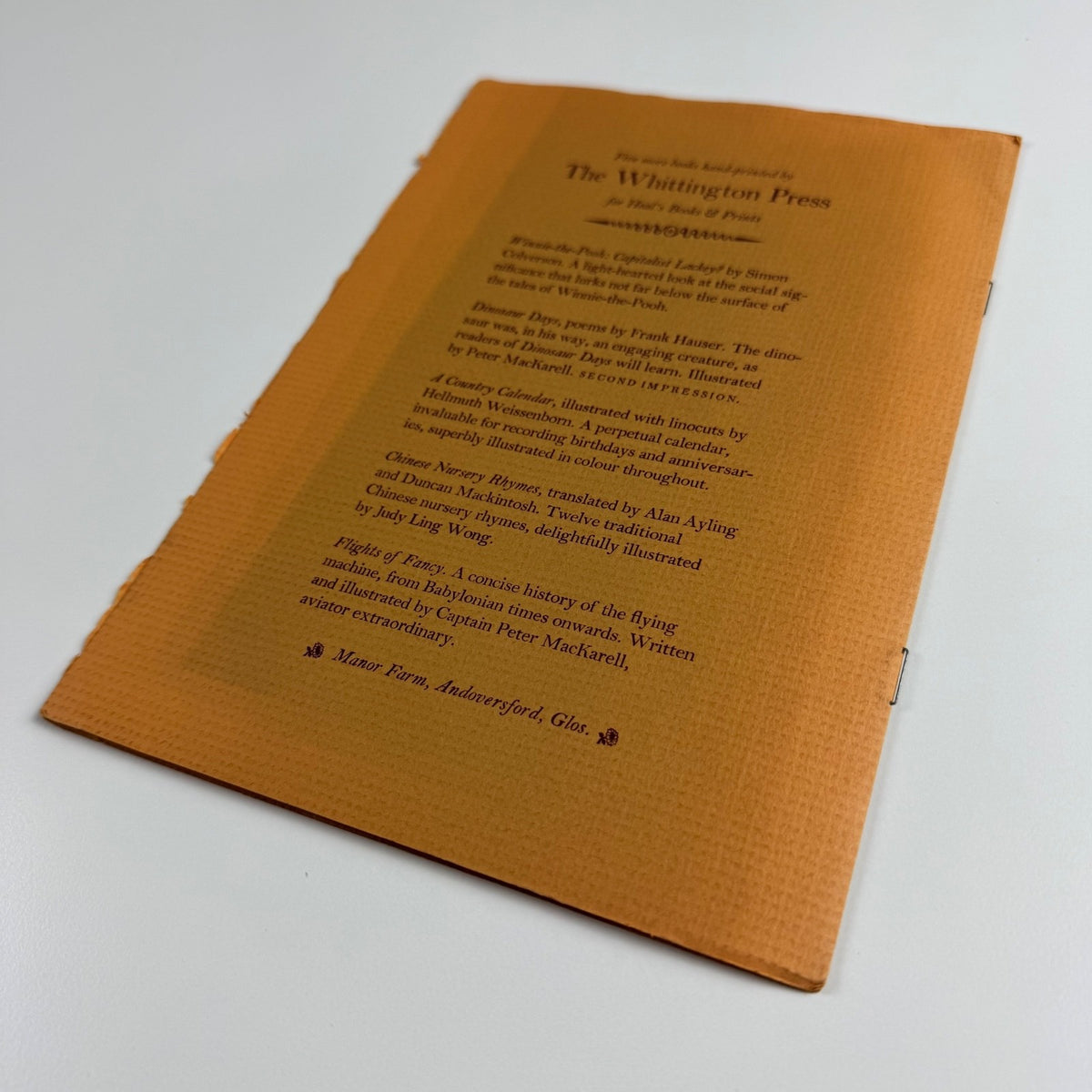 Some Observations on the Diseases of Brunus edwardii (Species nova) by D.K. Blackmore. Printed for Heal's Books & Prints by The Whittington Press 1972 third impression