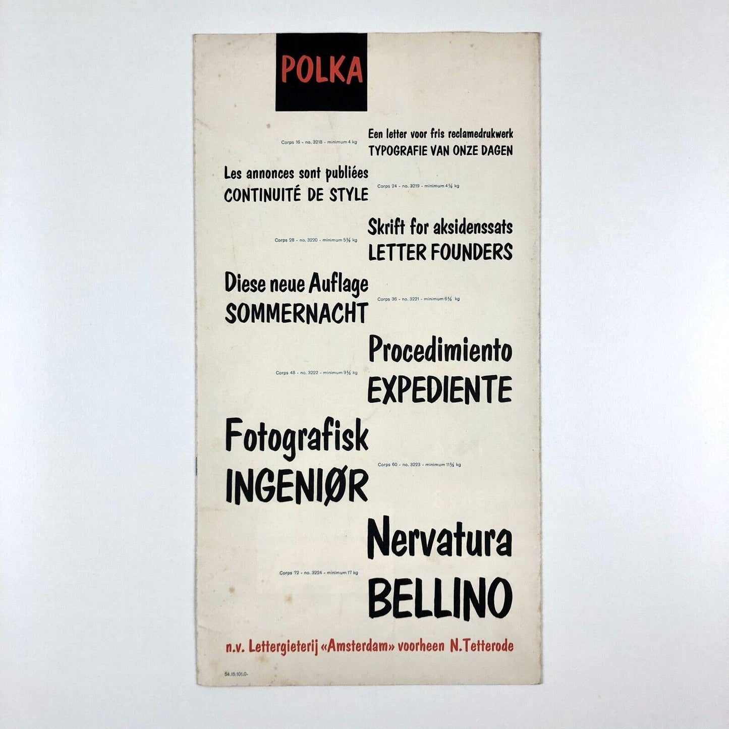 Polka type specimen leaflet | n.v. Lettergieterij, Amsterdam, undated 1950s?