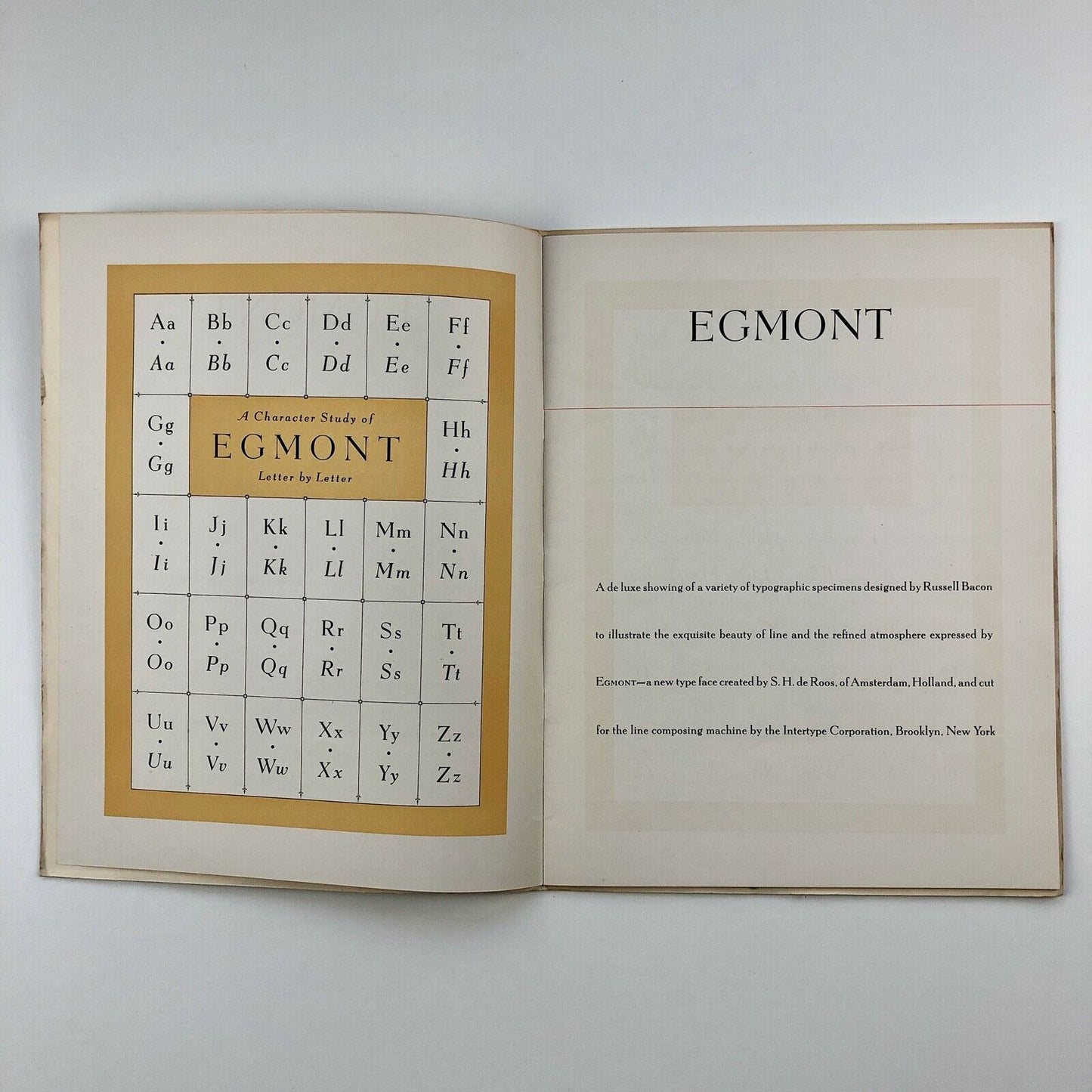 Egmont type specimen booklet | Intertype Corporation, Brooklyn | type design by S.H. de Roos 1936
