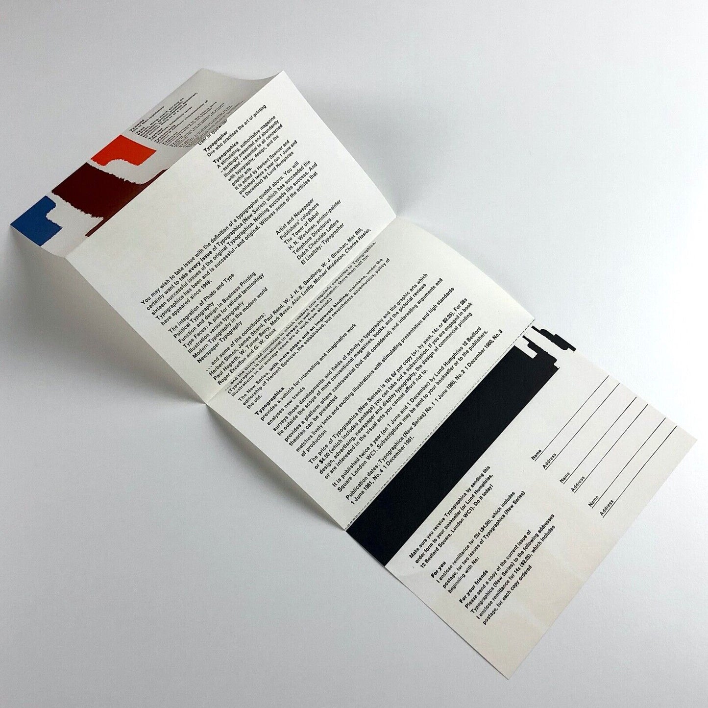Typographica (New Series) journal promotional leaflet 1960