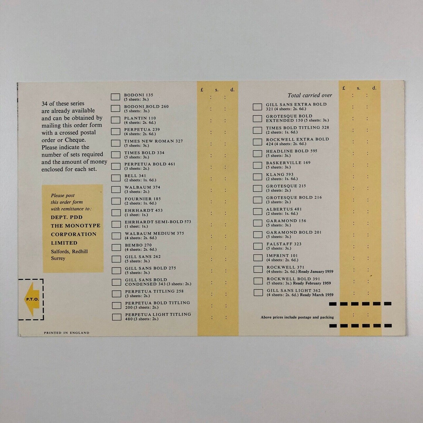 Monotype Alphabet Tracing Sheets – promotional leaflet, The Monotype Corporation