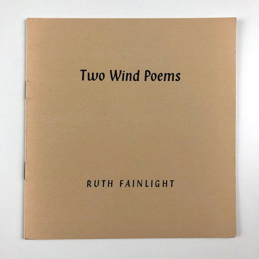 Two Wind Poems by Ruth Fainlight | Martin Booth publisher, 1980