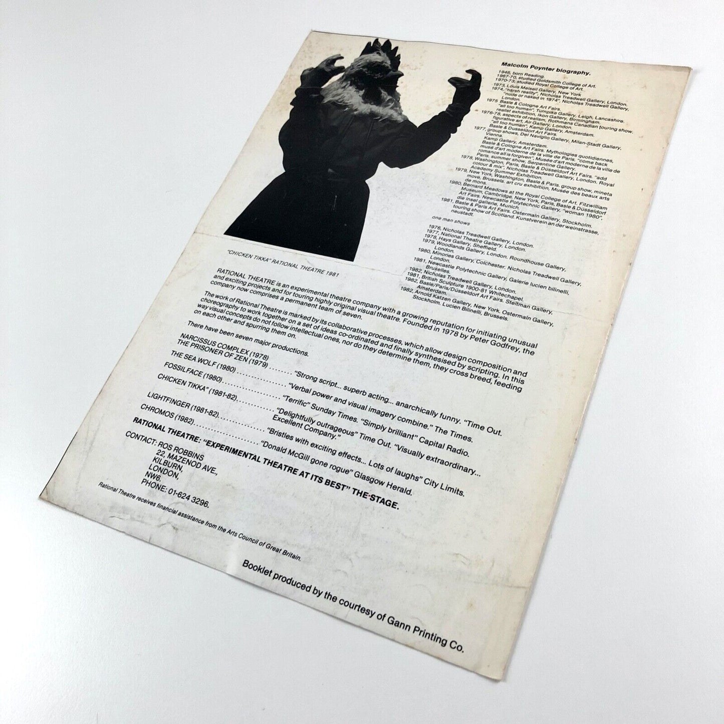 Rational Theatre and Malcolm Poynter present: Orders of Obedience | Booklet, 1980s