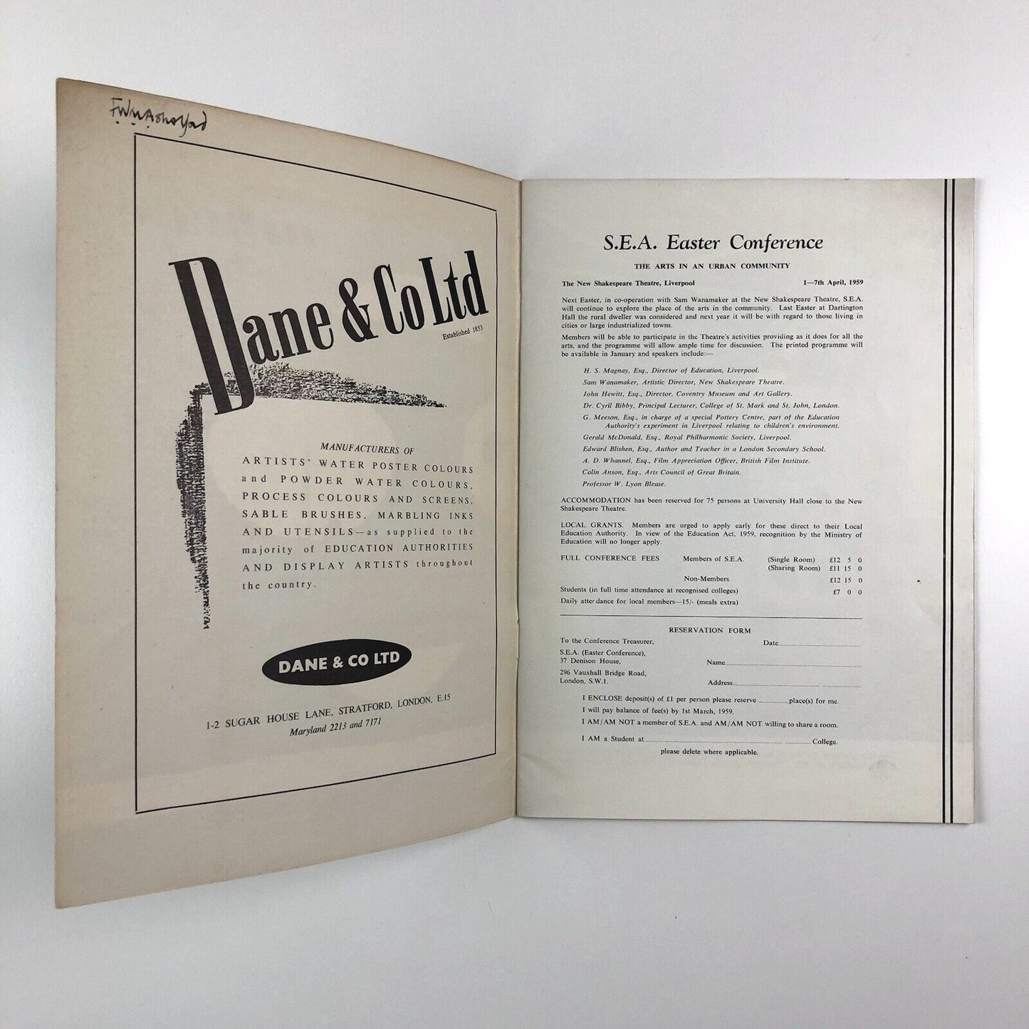 Athene. The Journal of the Society of Education through Art | Vol 9 No 1 Winter 1958-9 | edited by Dennis Young | Herbert Read