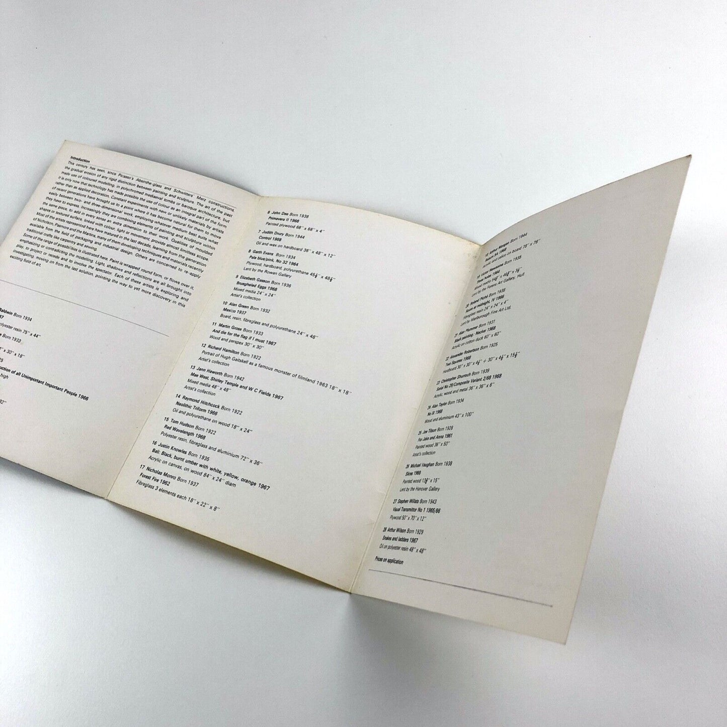 Painting Becomes Sculpture Becomes Painting CALA | Arts Council folded card, 1968