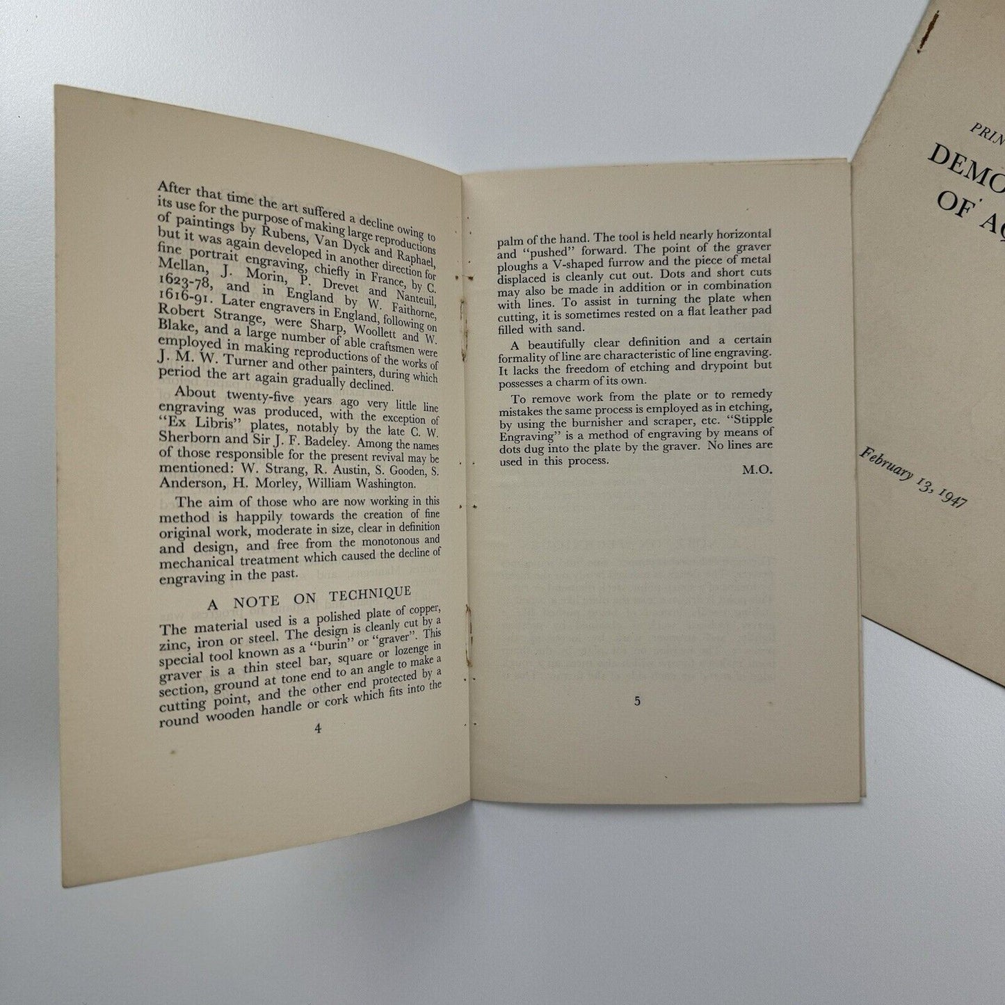 3 x Print Collectors' Club leaflets: aquatint, engraving, mezzotint | 1947-9