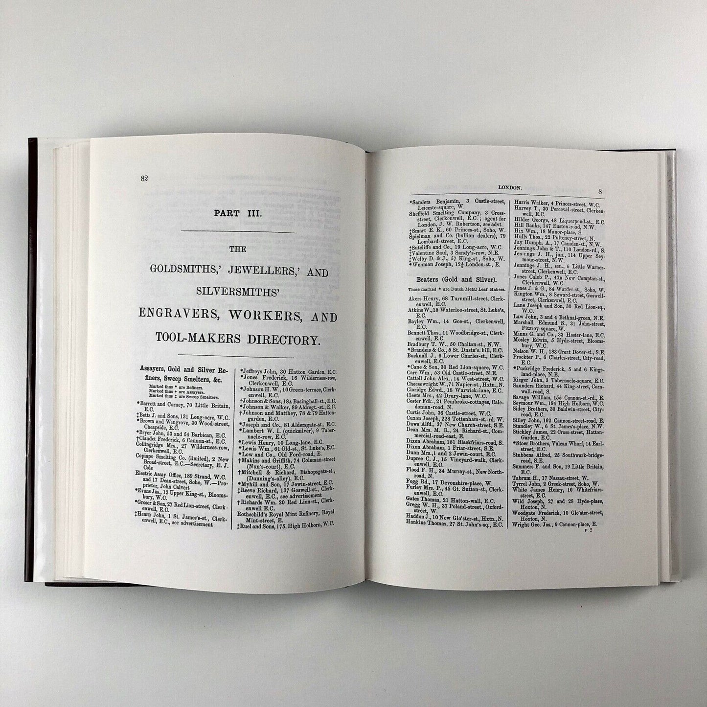 The London Wholesale, Manufacturing, and Retail Goldsmiths, Jewellers, Watch Makers, Opticians, and Cutlers’ Directory 1861 | 1996 Facsimile