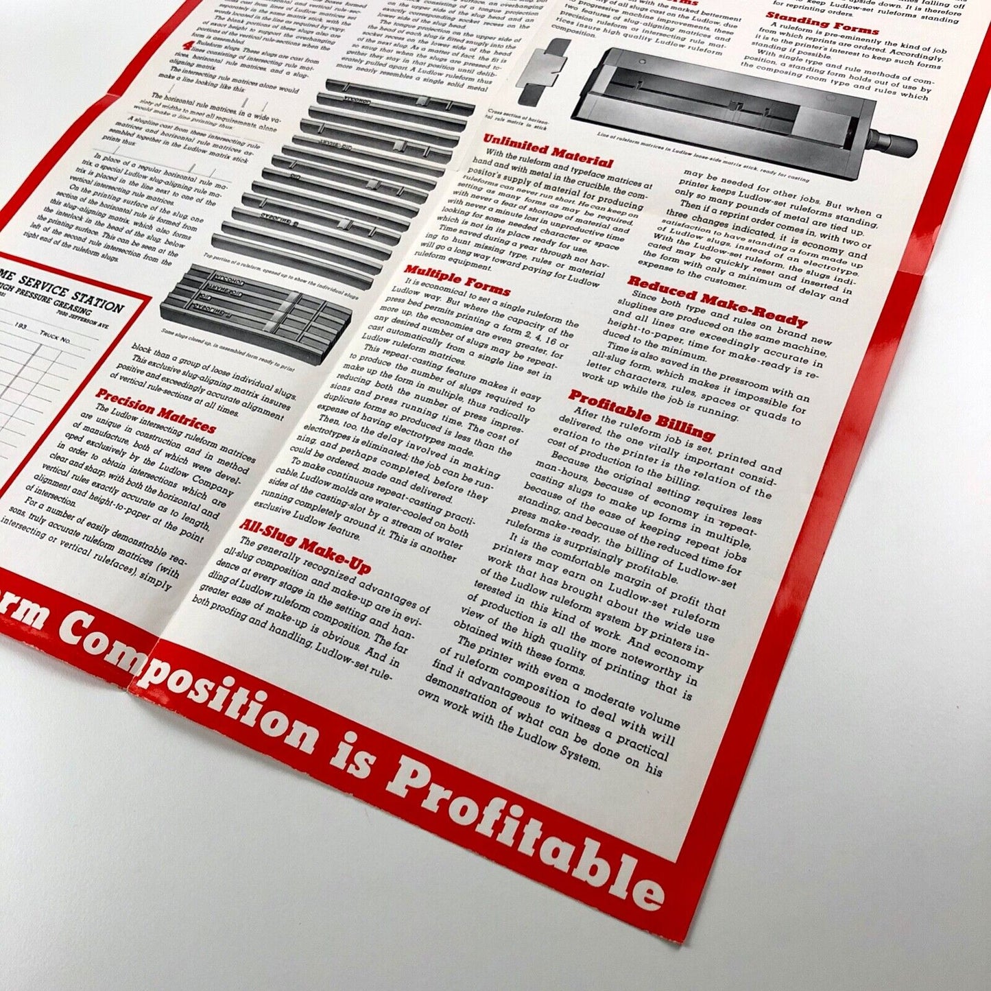 Ruleform Composition the Economical Ludlow Way | Fold-out promotional poster
