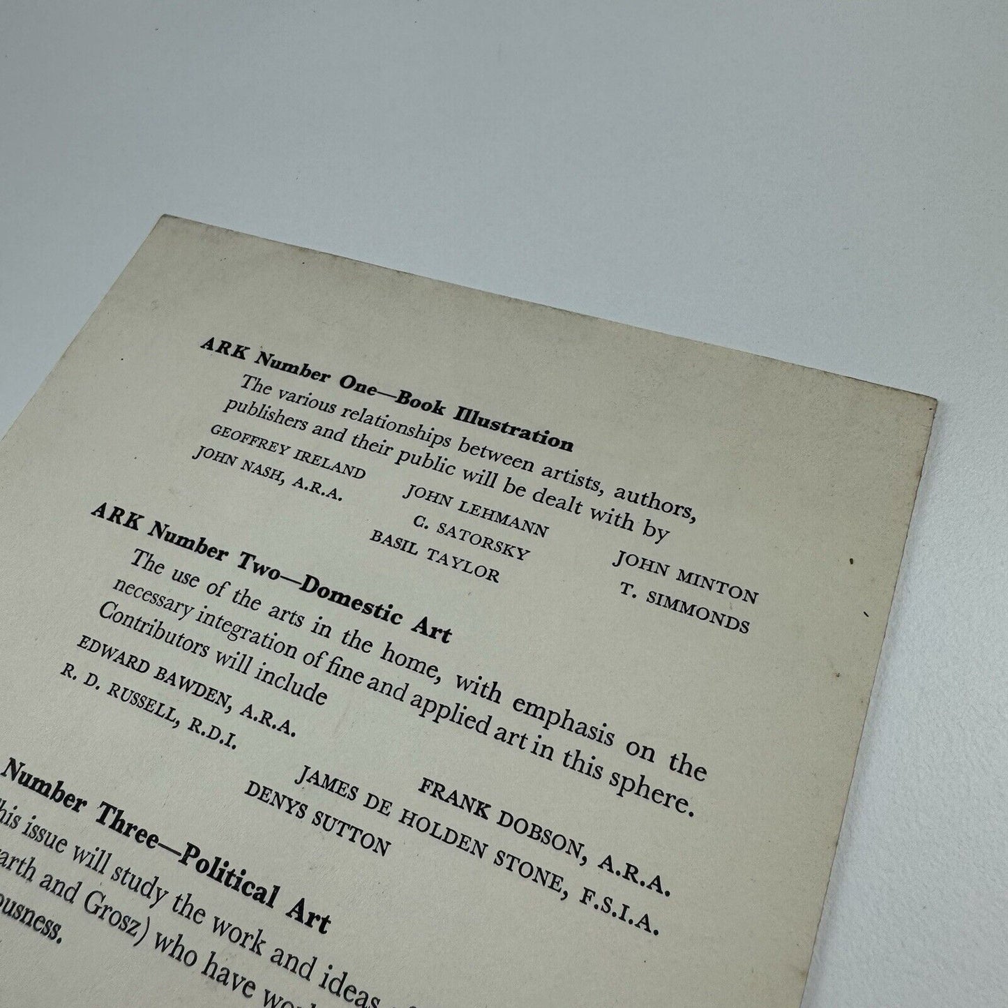 Promotional leaflet for ARK journal – Royal College of Art | October 1950
