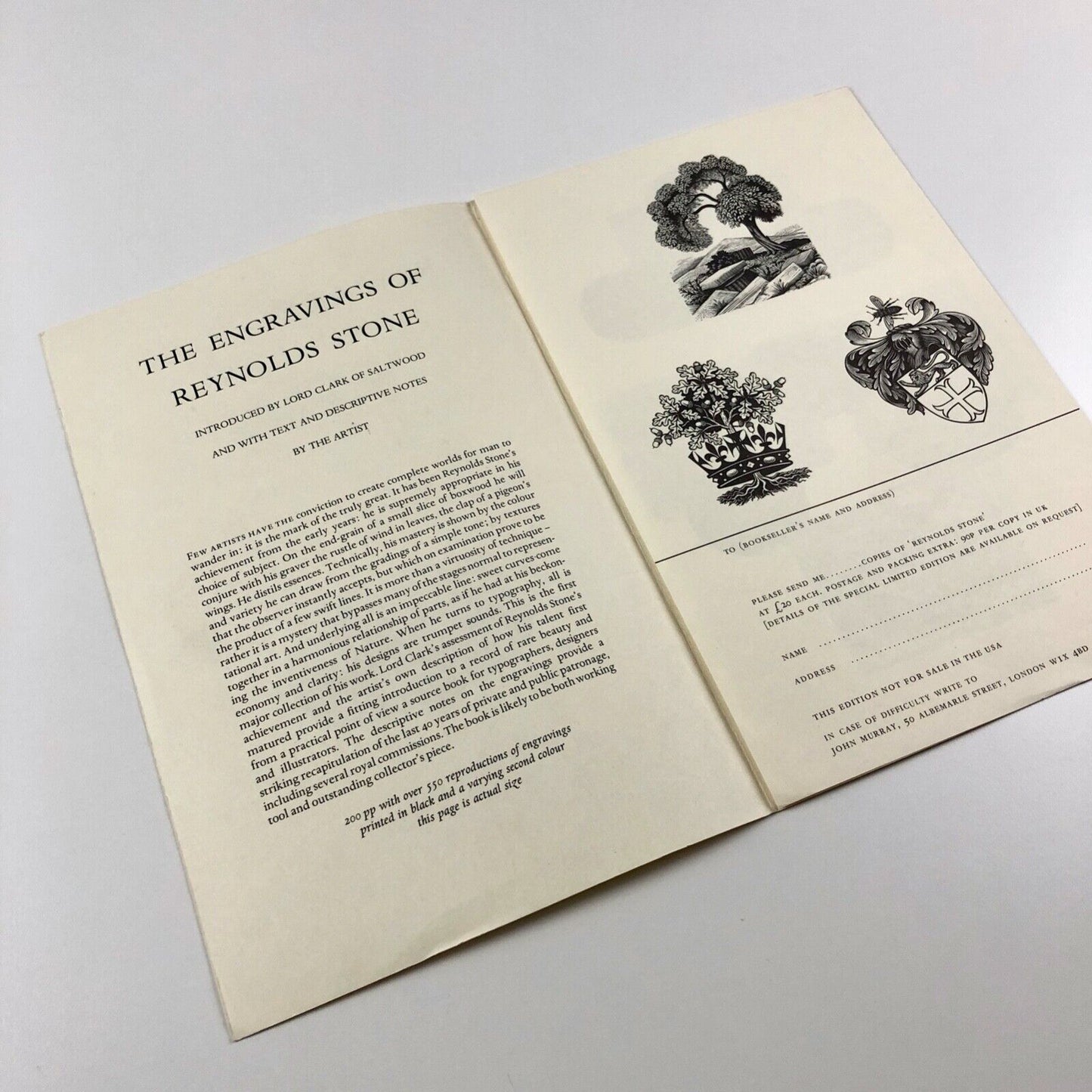 Prospectus for Reynolds Stone Engravings | John Murray c. 1977