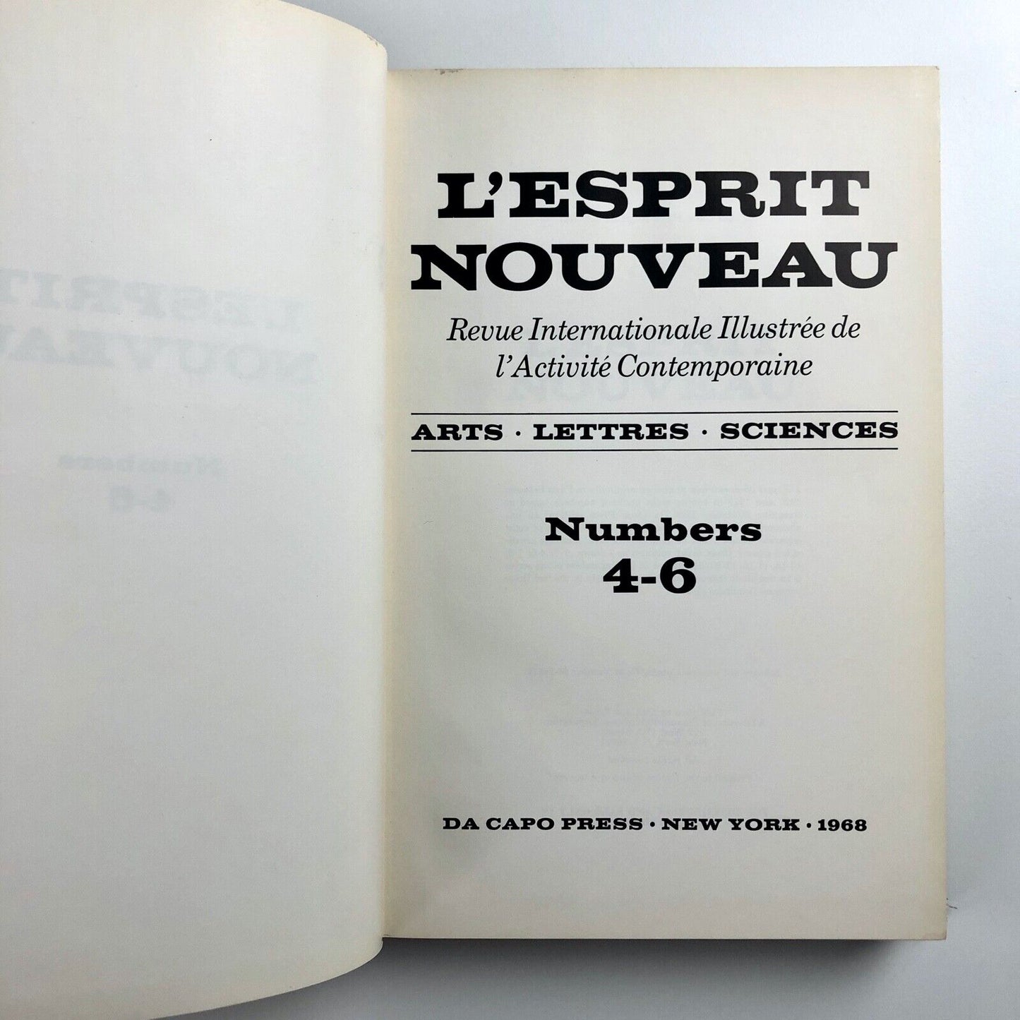 L'Esprit Nouveau – Numbers 4-6 Da Capo, New York | Reprinted facsimile edition, 1968