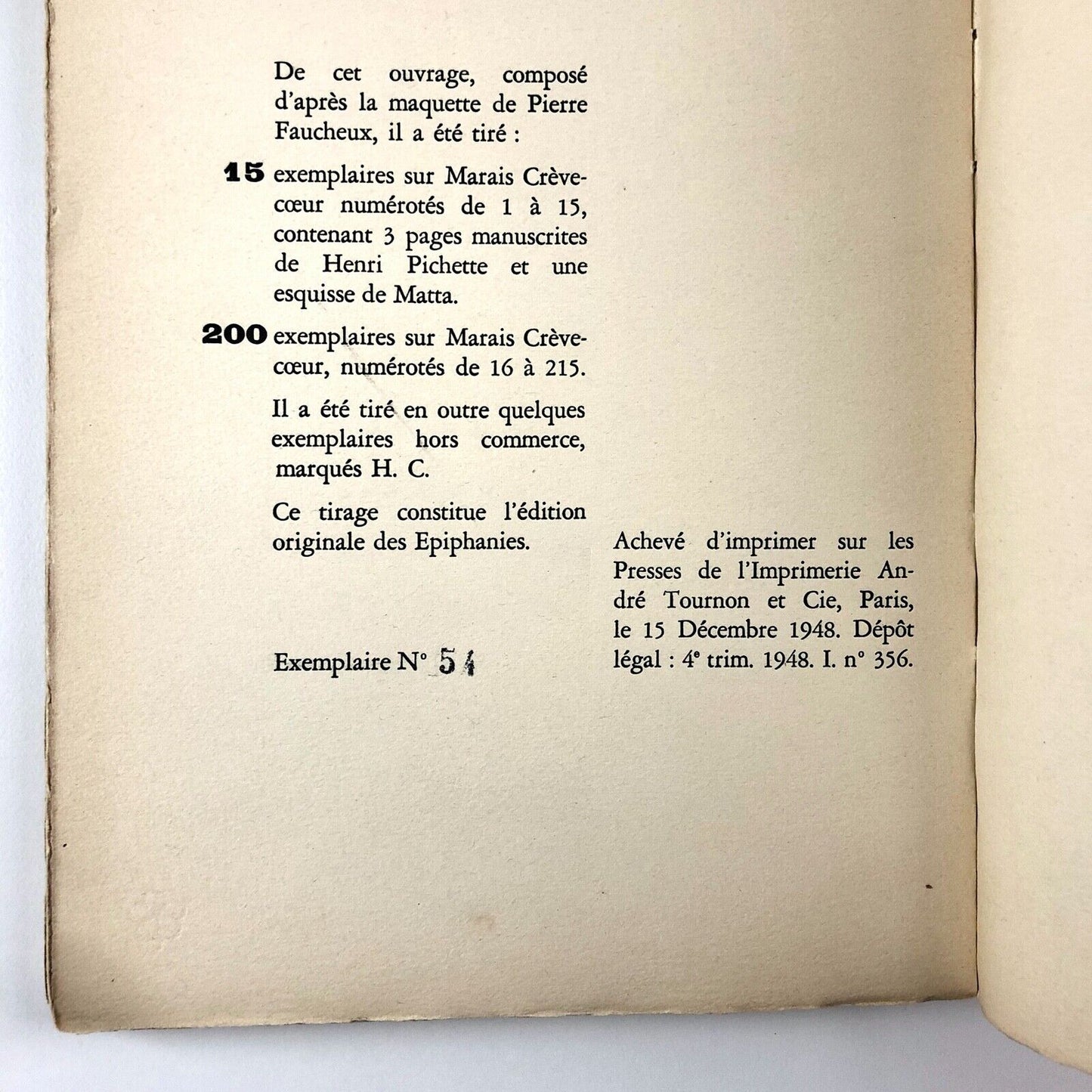 Les Épiphanies by Henri Pichette & related ephemera | André Coret | Noctambules