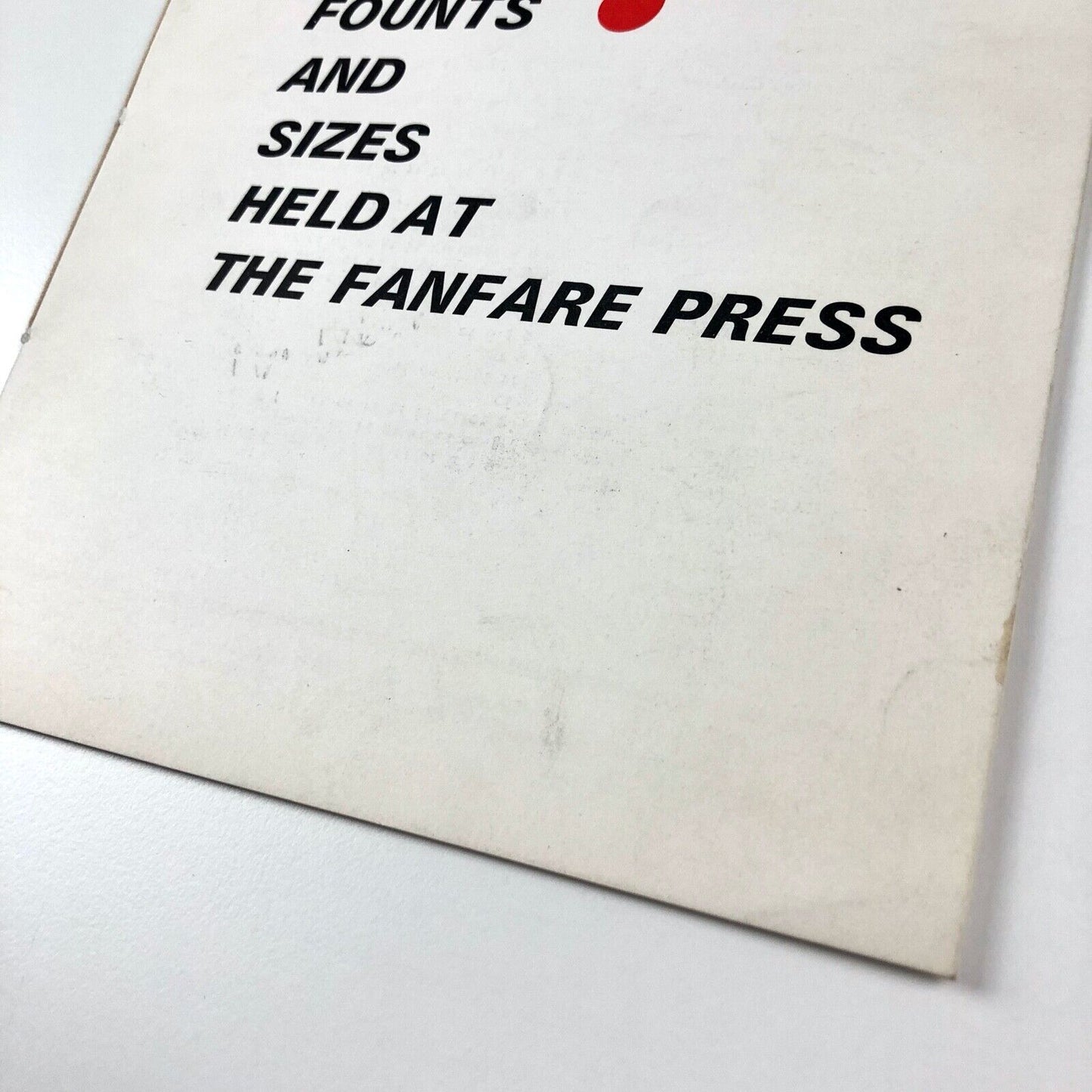 Type founts and sizes held at The Fanfare Press | Type specimen leaflet