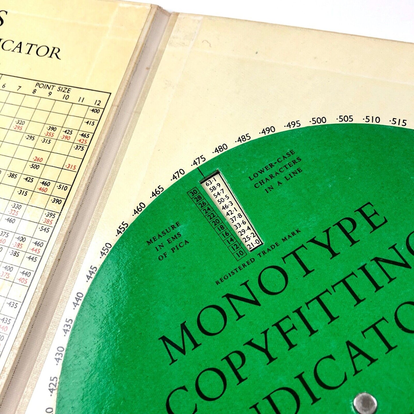 Monotype Copyfitting Indicator | Rotating calculator, The Monotype Corporation | Undated, 1950s?