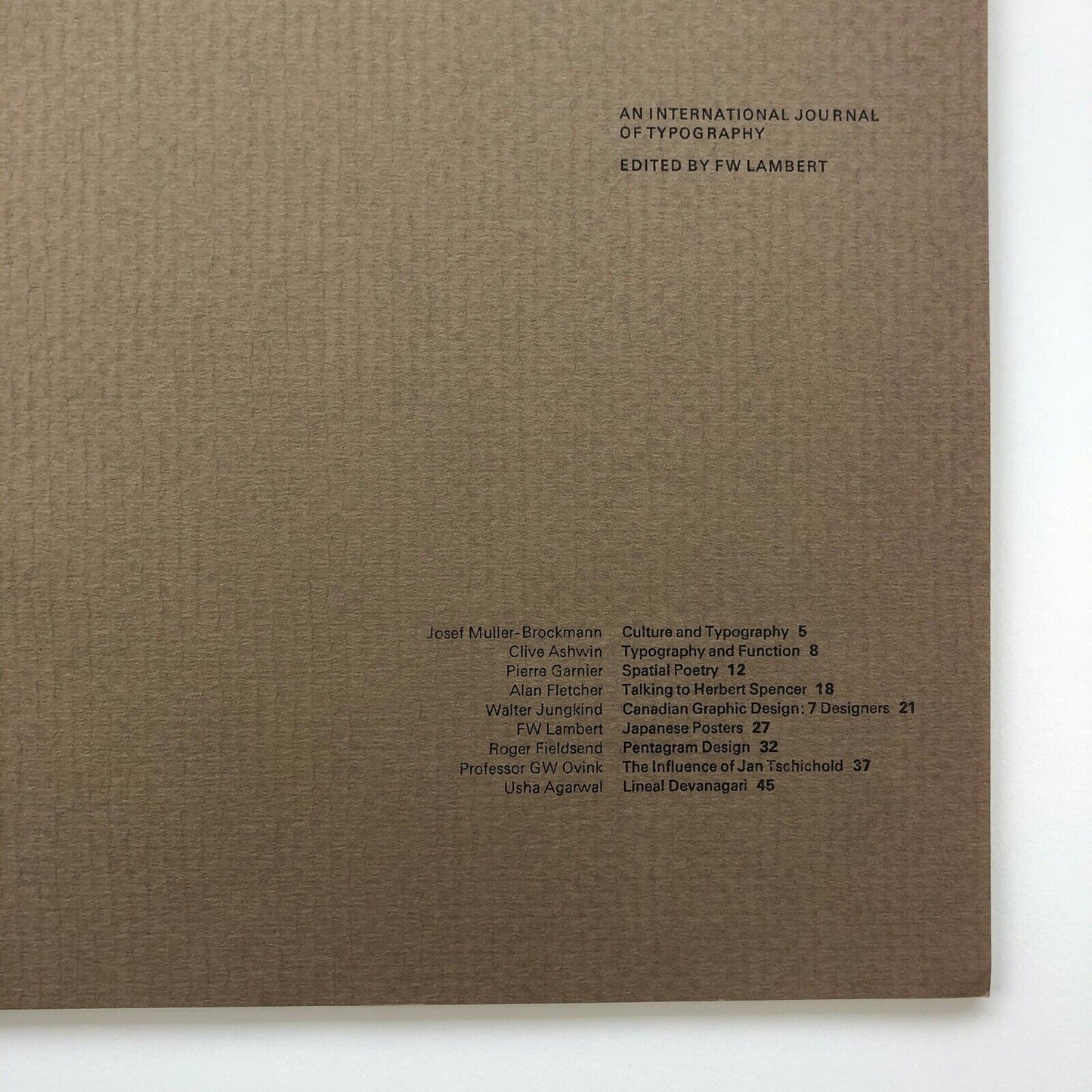 Typos 2 An International Journal of Typography | edited by F.W. Lambert | London College of Printing, c. 1980