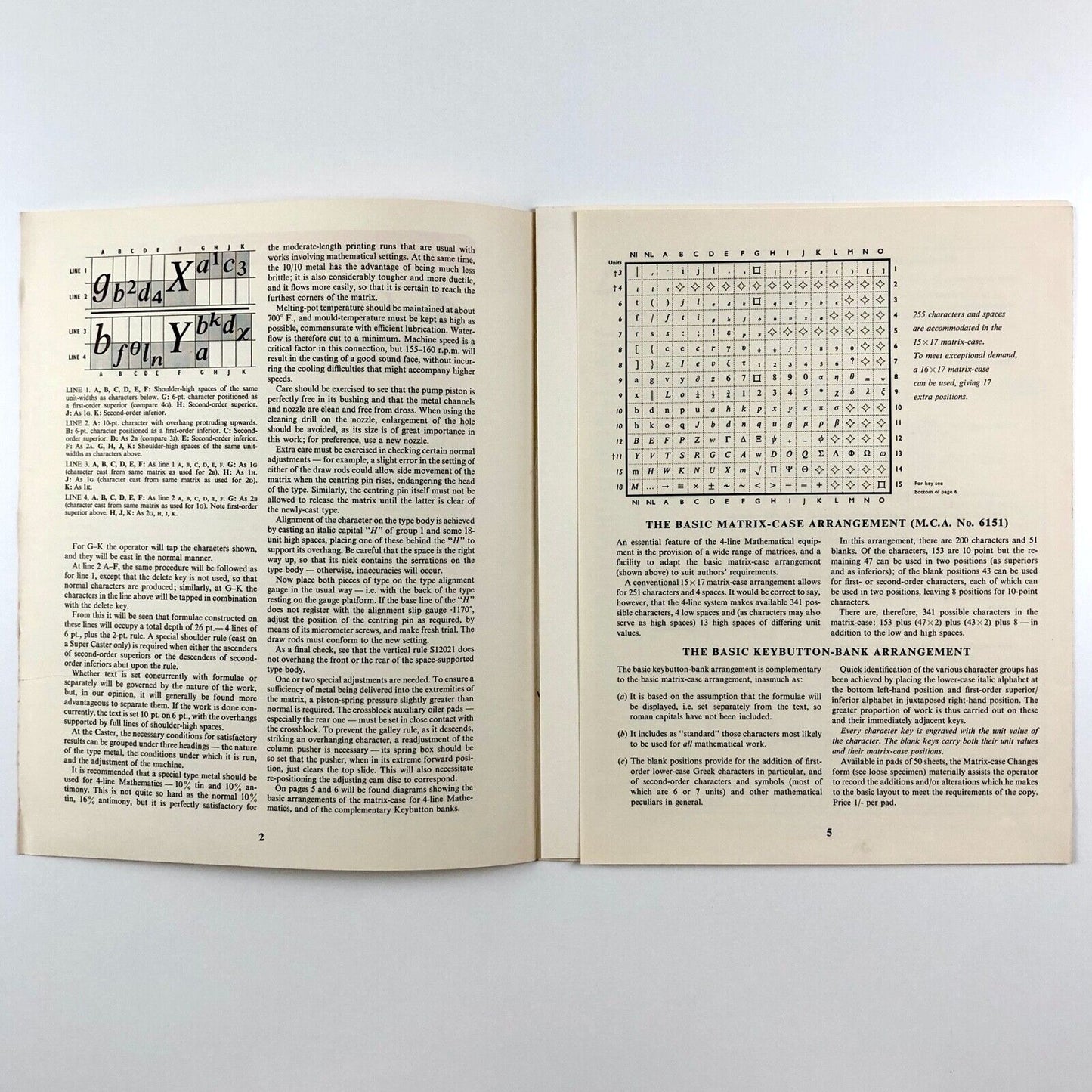 4-Line Mathematics | Monotype information sheet, No 156, March 1959
