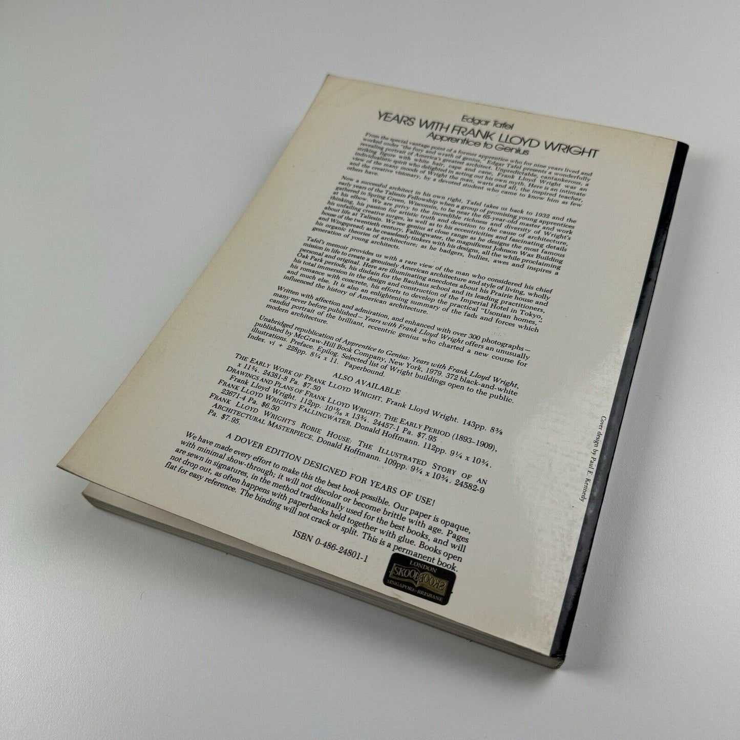 Years with Frank Lloyd Wright. Apprentice to Genius by Edgar Tafel | Dover Publications, 1979